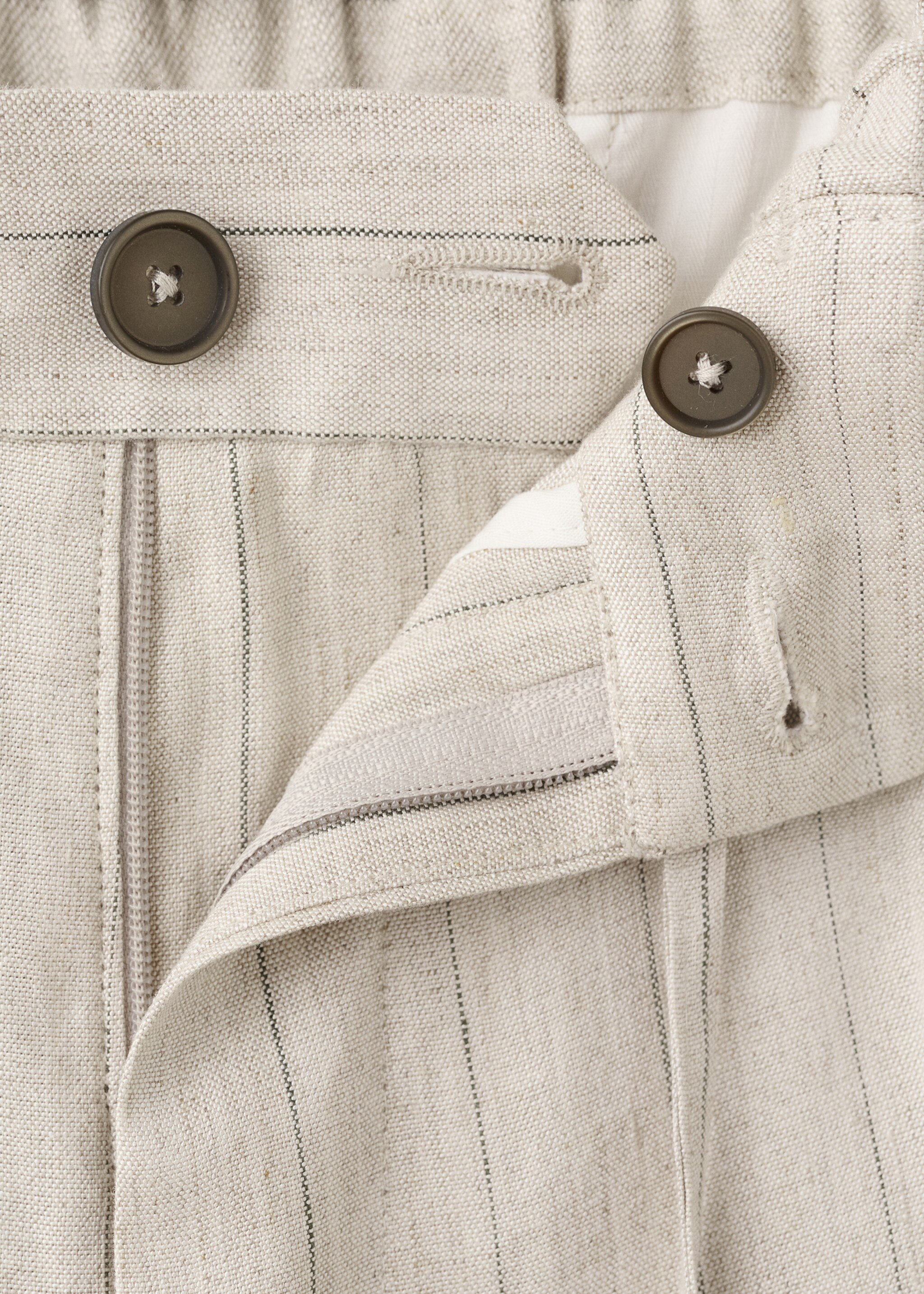 Pantalón slim fit lino cordón - Detalle del artículo 8, Beige. Ref: 27047896-00.