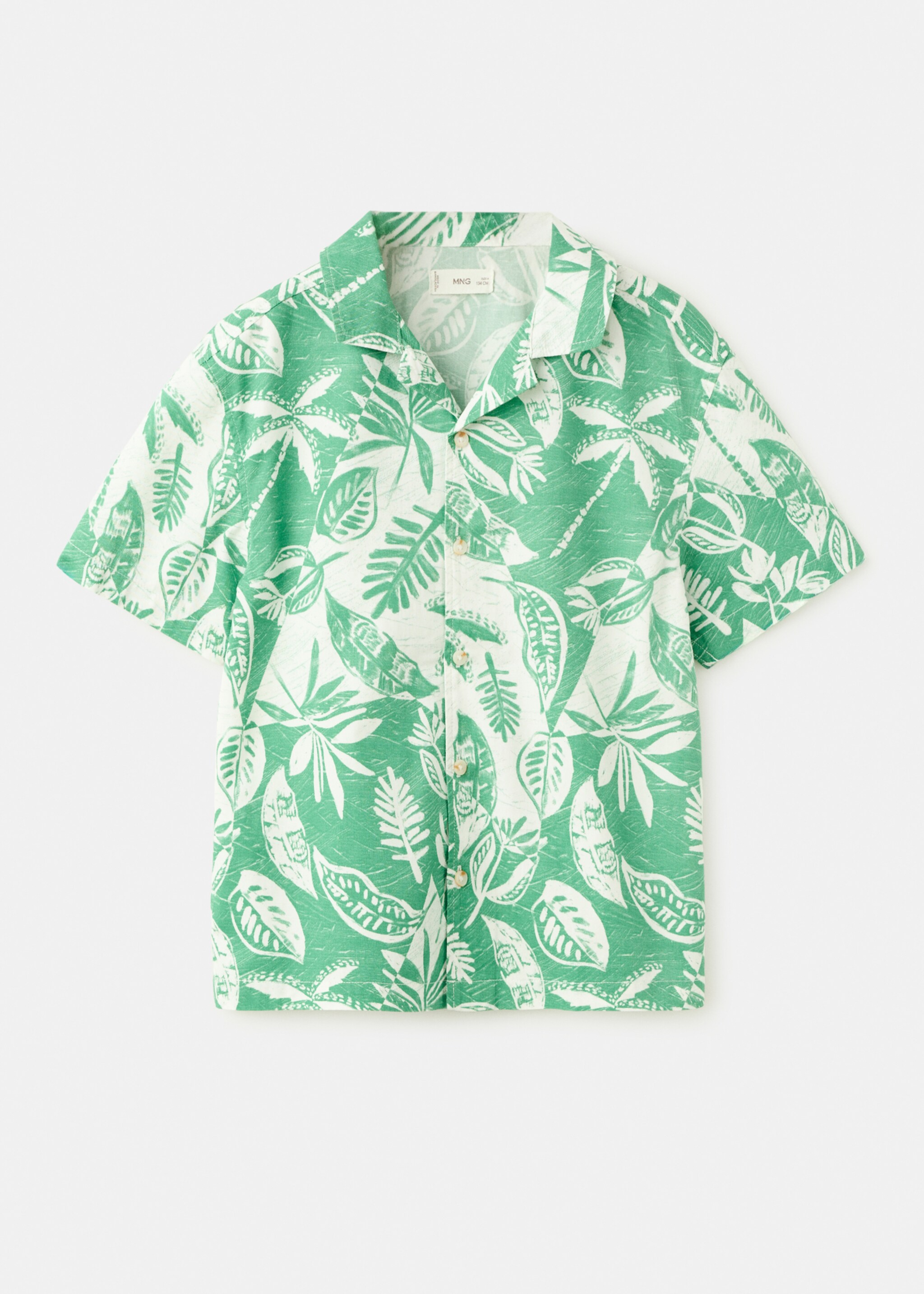 Floral-print cotton shirt - Article without model, Green. Ref: 27047901-00.