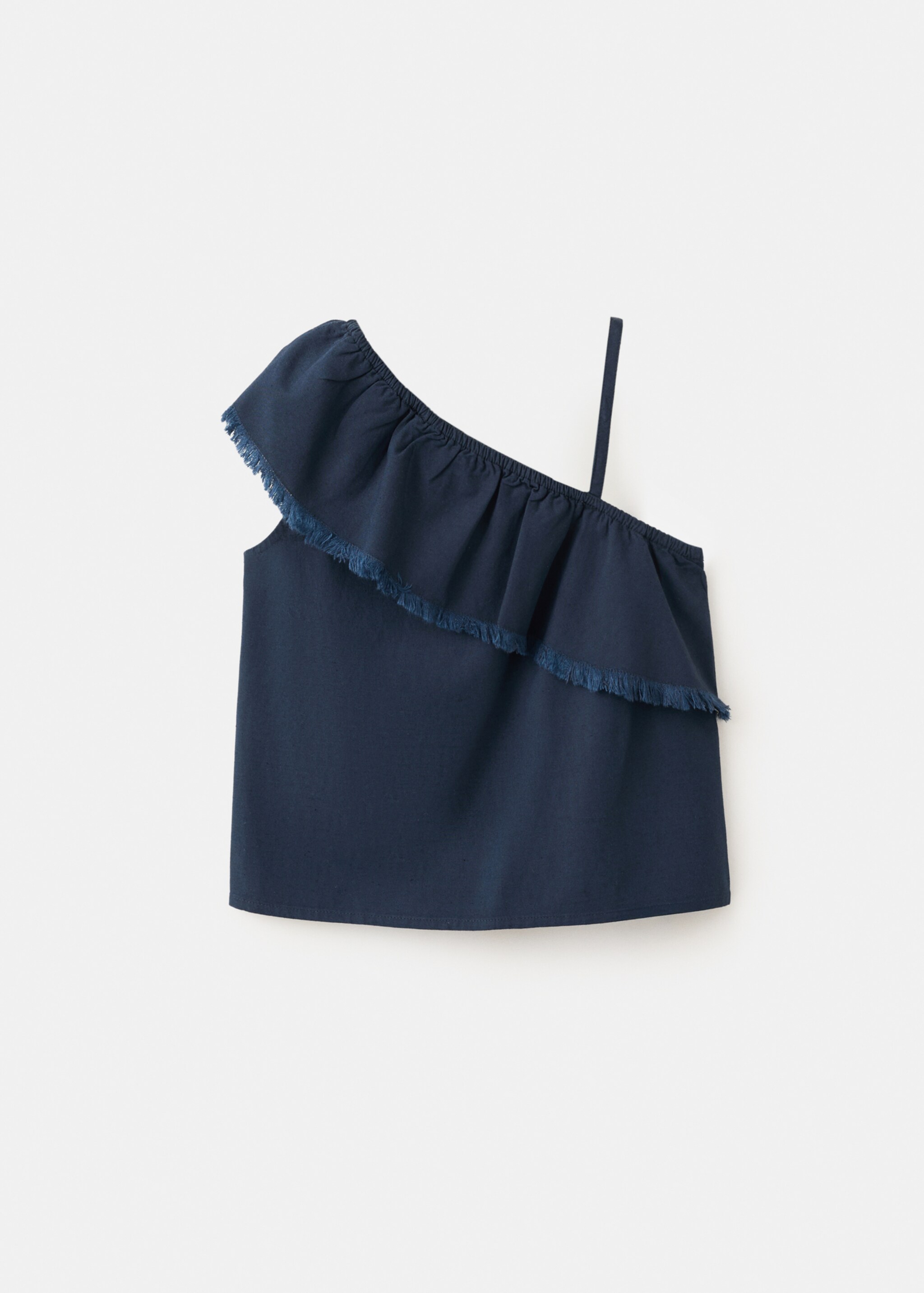Ruffle asymmetric blouse - Article without model, Navy. Ref: 27047909-00.
