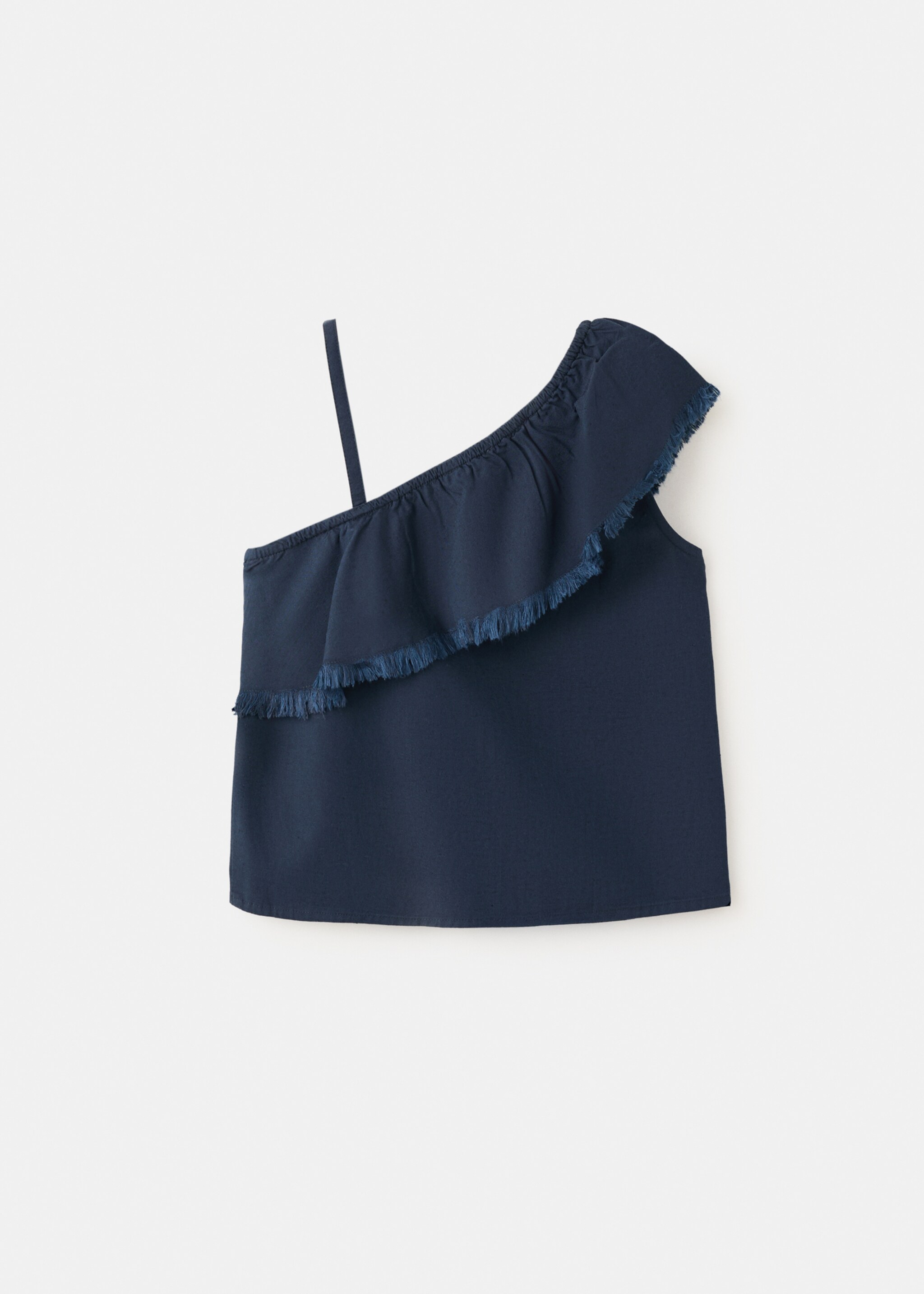 Ruffle asymmetric blouse - Reverse of the article, Navy. Ref: 27047909-00.