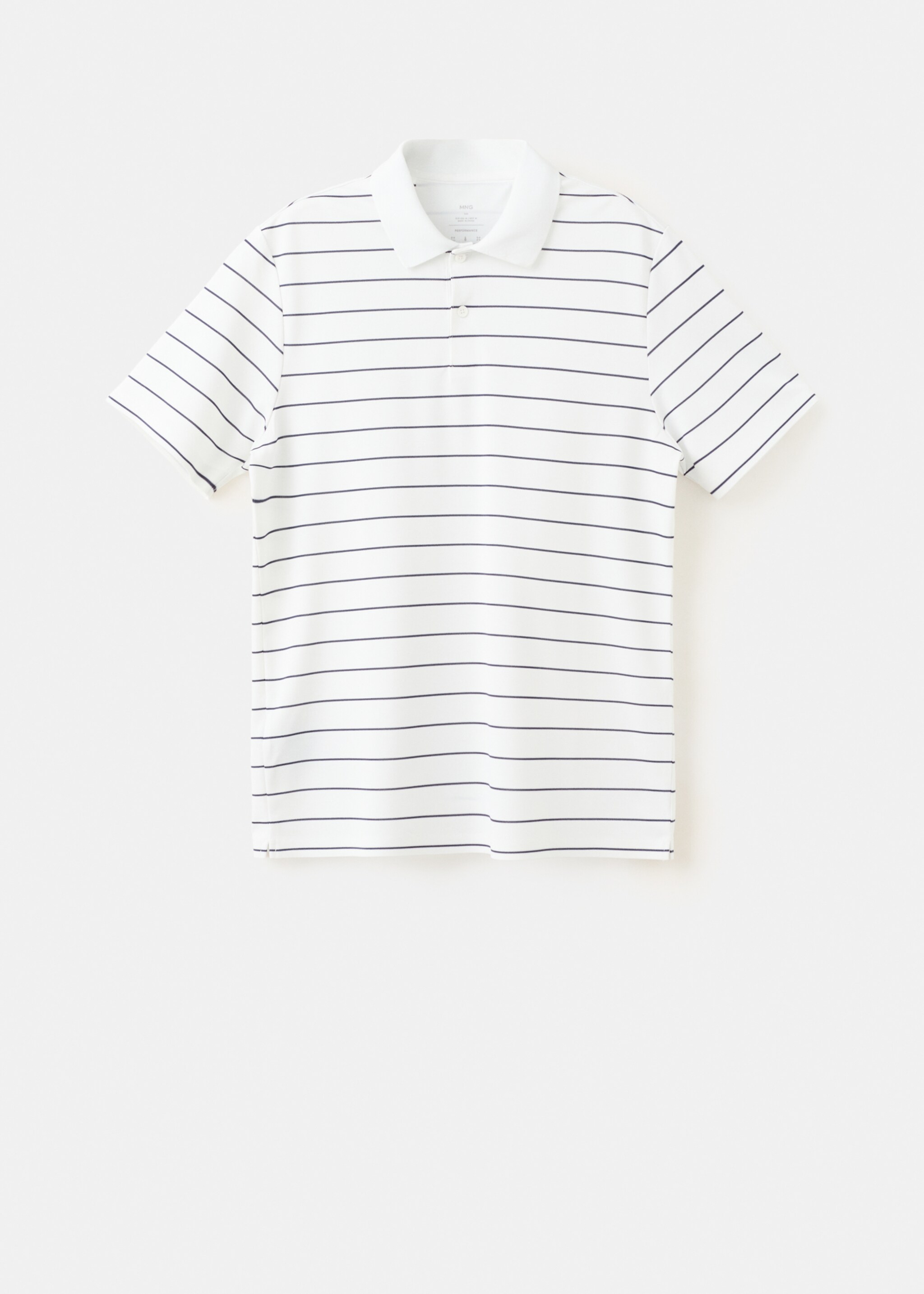 Slim fit striped polo shirt COOLMAX® - Article without model, White. Ref: 27047911-00.