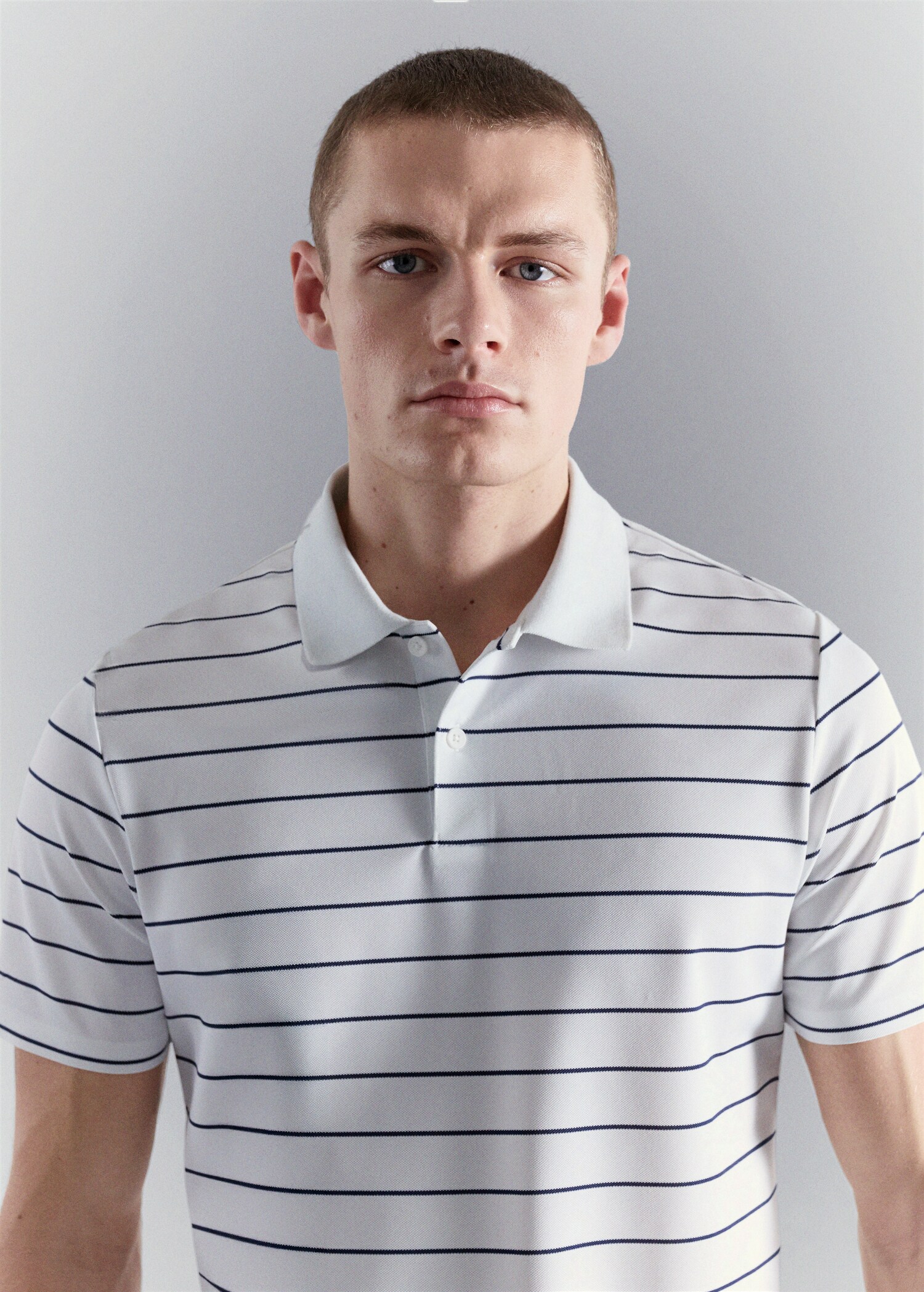 Slim fit striped polo shirt COOLMAX® - Details of the article 1