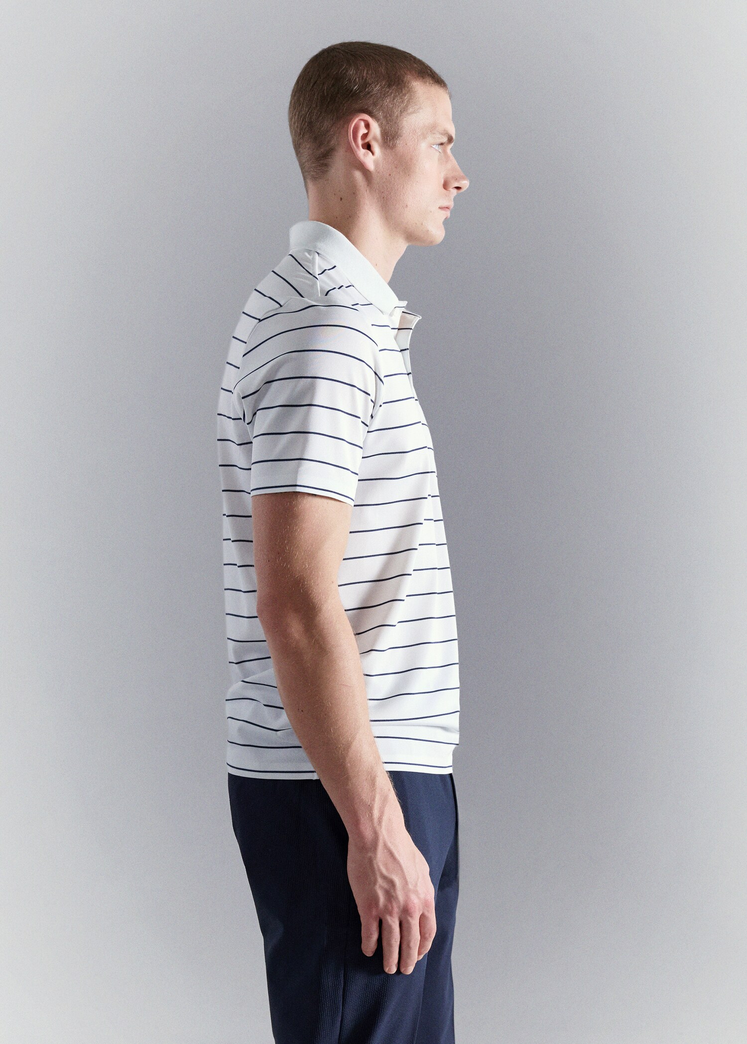 Slim fit striped polo shirt COOLMAX® - Details of the article 2
