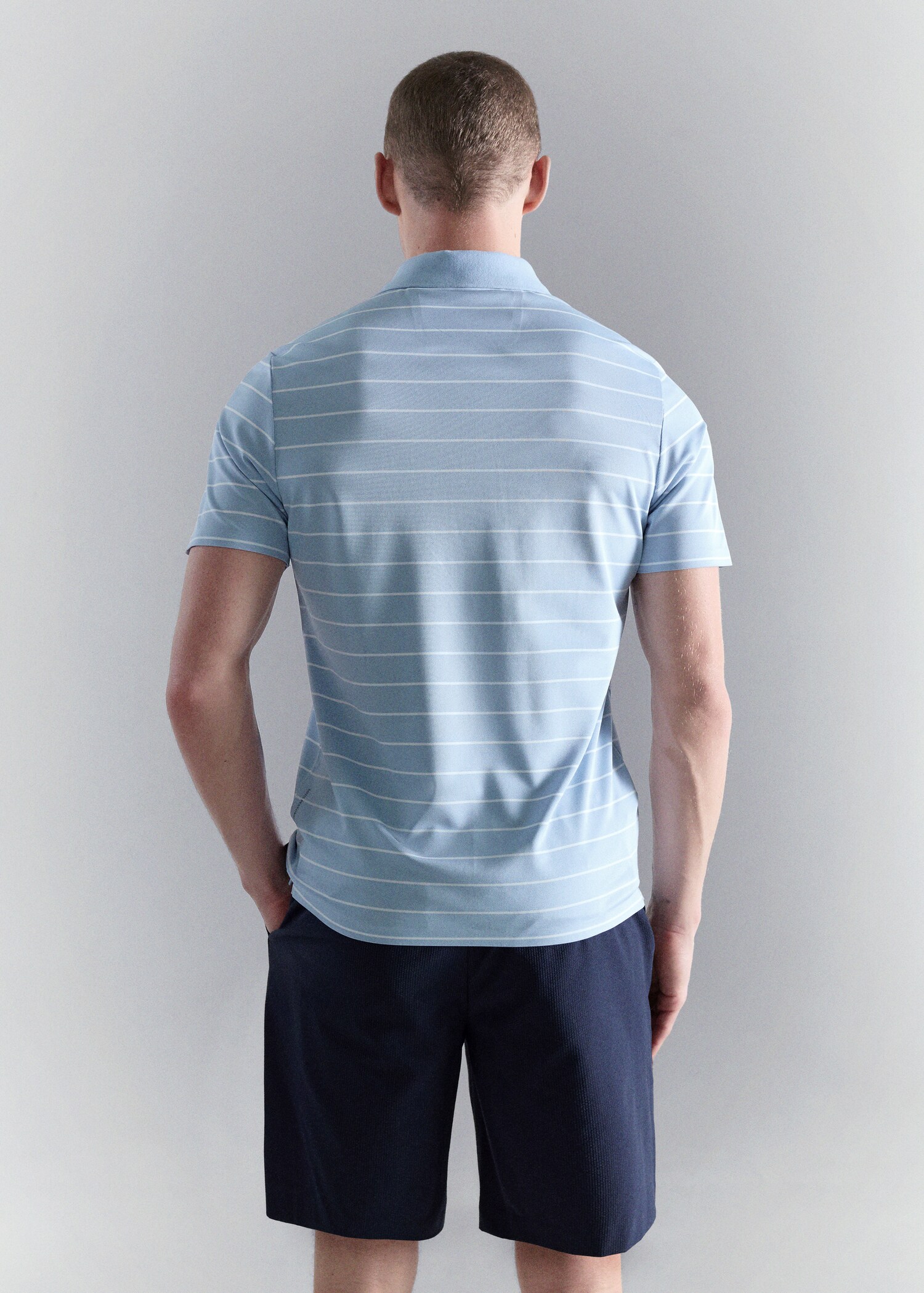 Slim fit striped polo shirt COOLMAX® - Reverse of the article