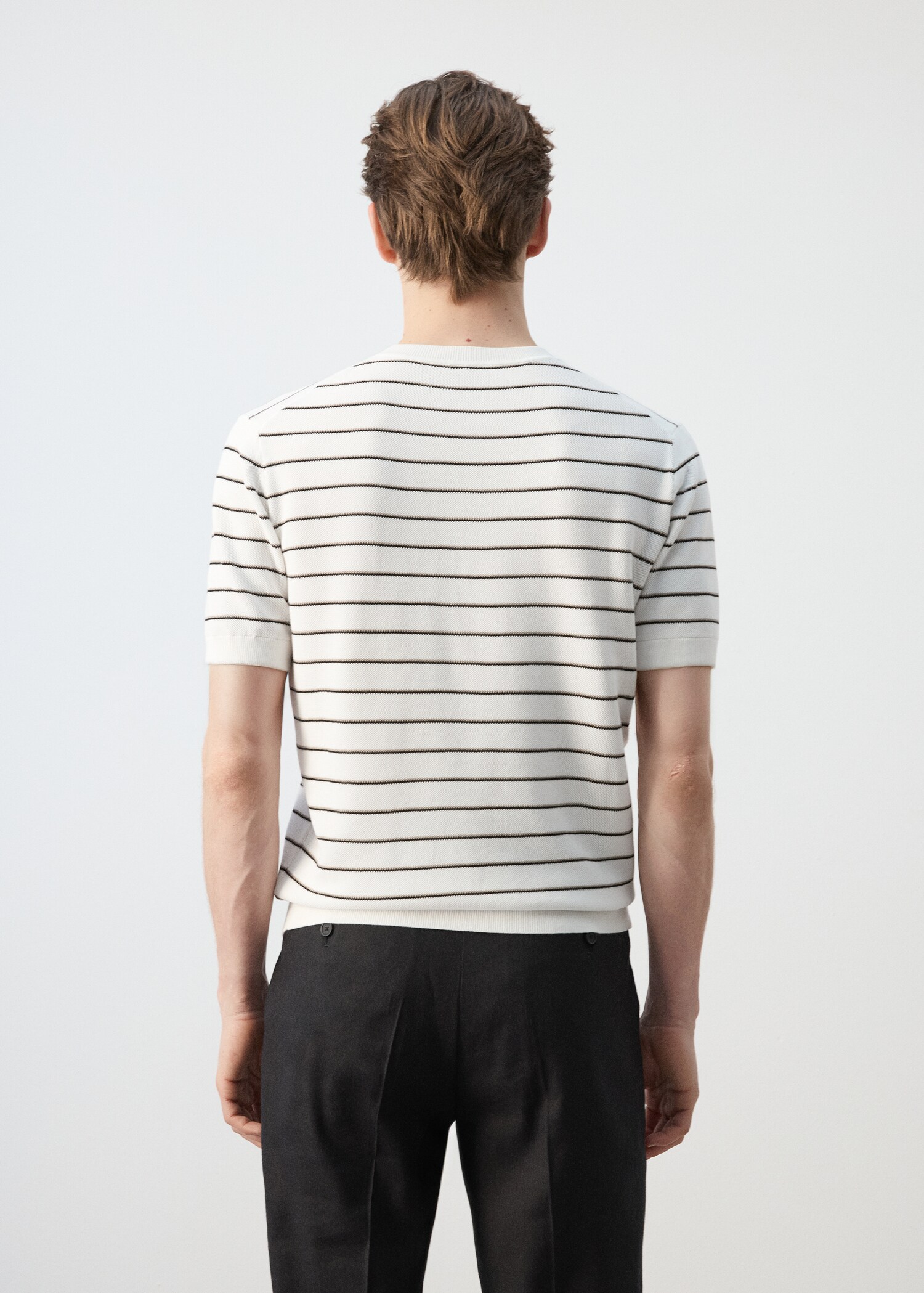 T-shirt coton maille rayures - Verso de l’article