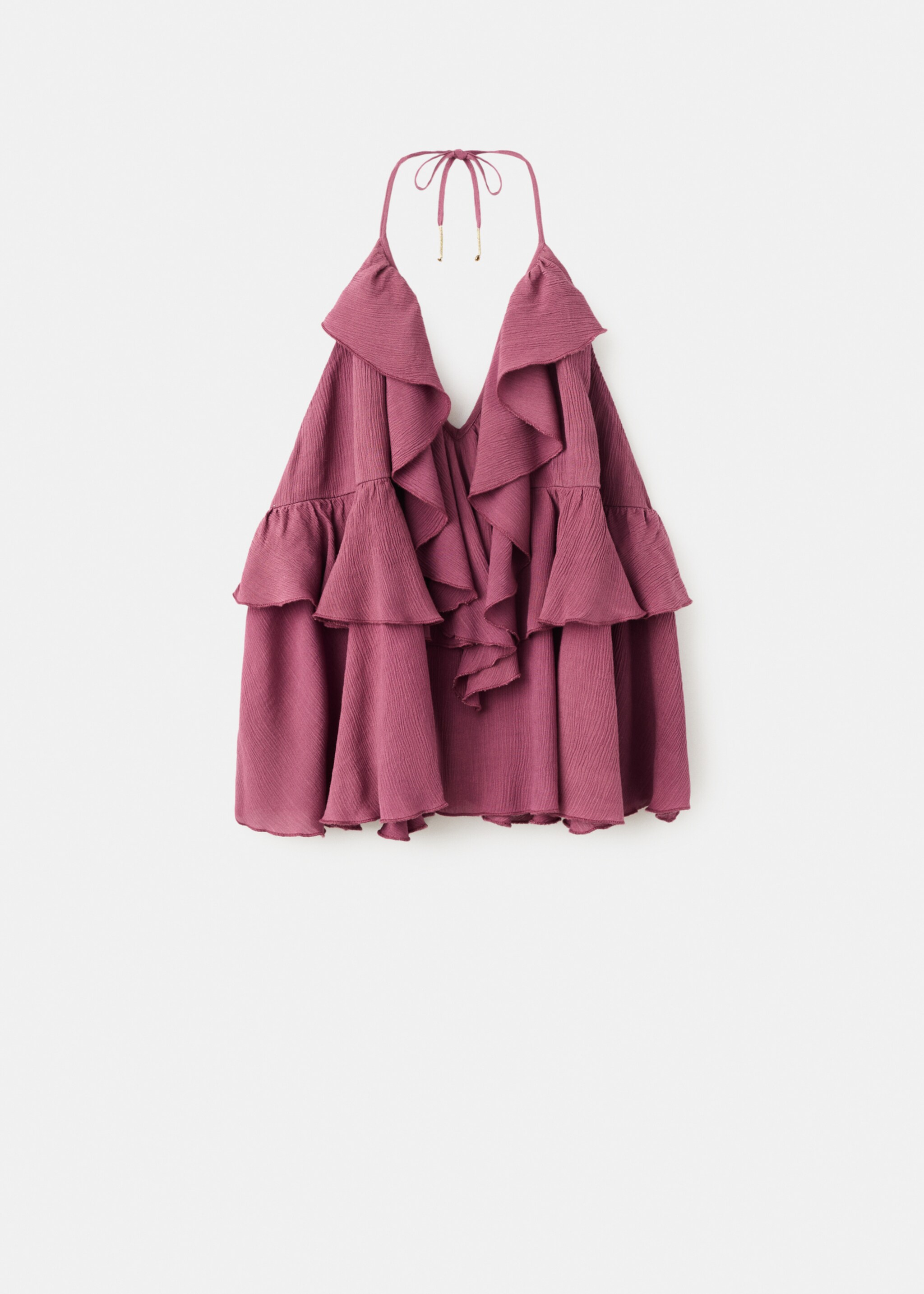 Halter neck ruffled top - Article without model, Pastel Pink. Ref: 27047915-00.