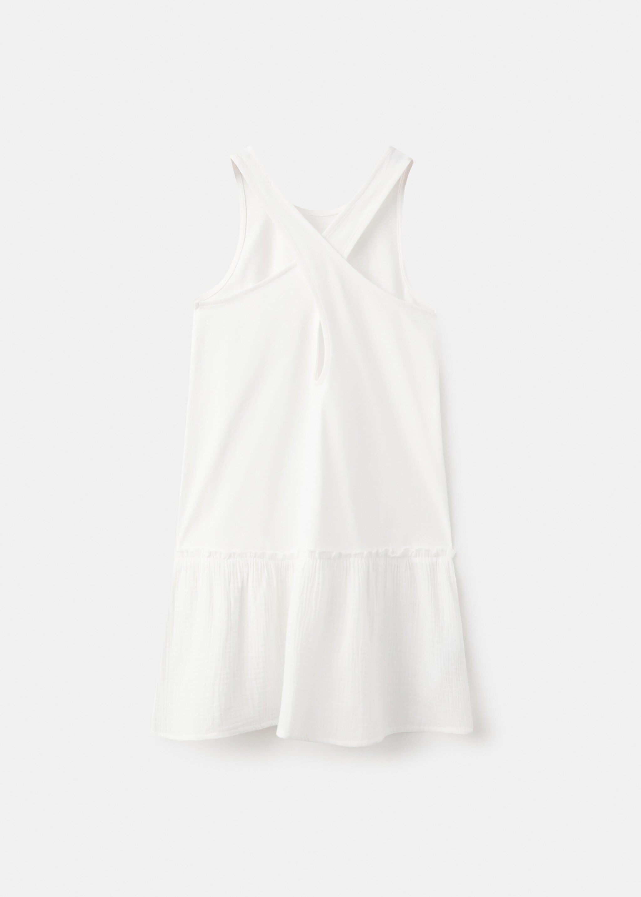 Сукня з перехрещеними бретелями на спині - Зворотна сторона товару, Брудно-білий. Ref: 27047928-00.