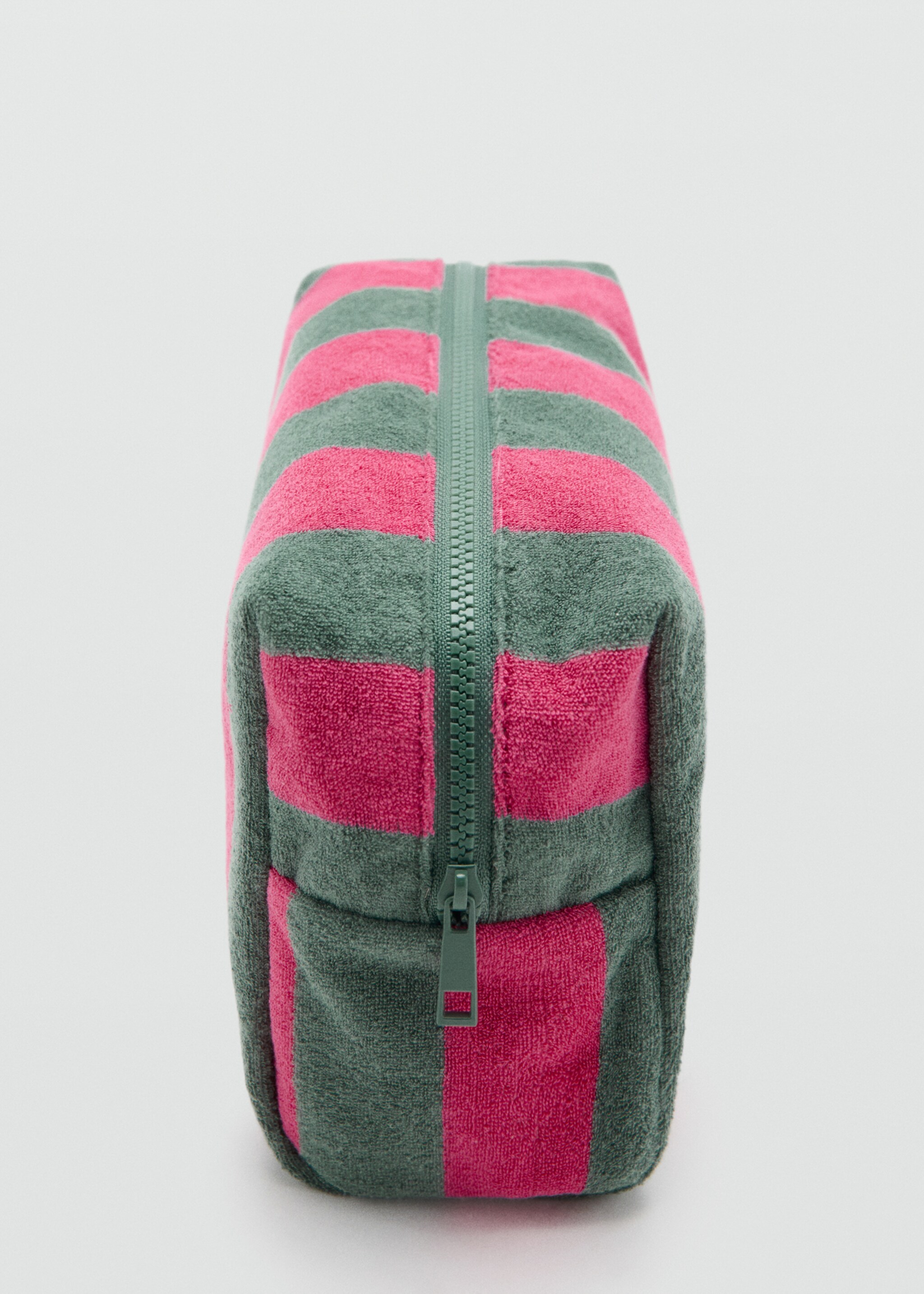 Striped cotton toiletry bag - Details of the article 1, Green. Ref: 27048261-00.