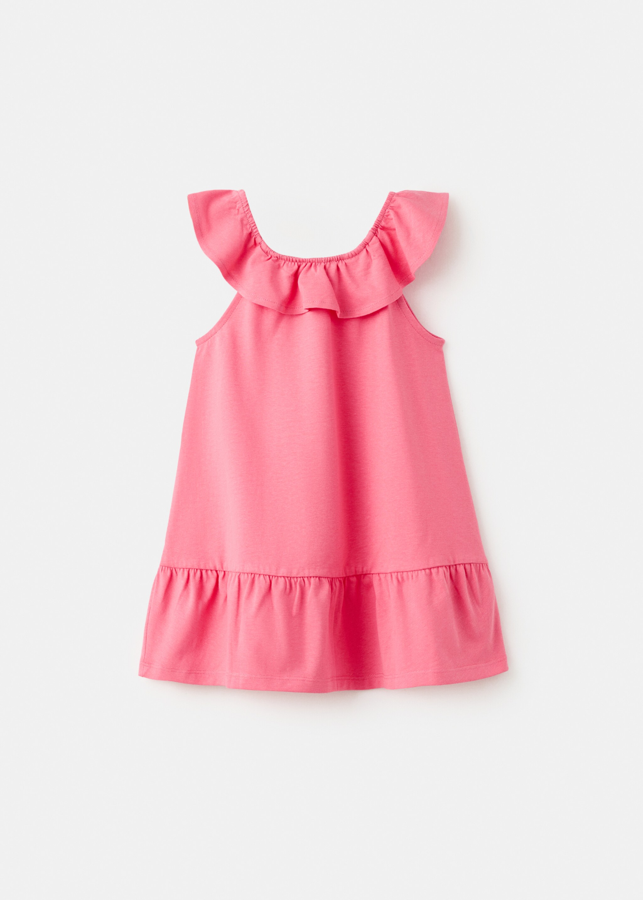 Frill cotton dress - Reverse of the article, Fuchsia. Ref: 27048266-00.