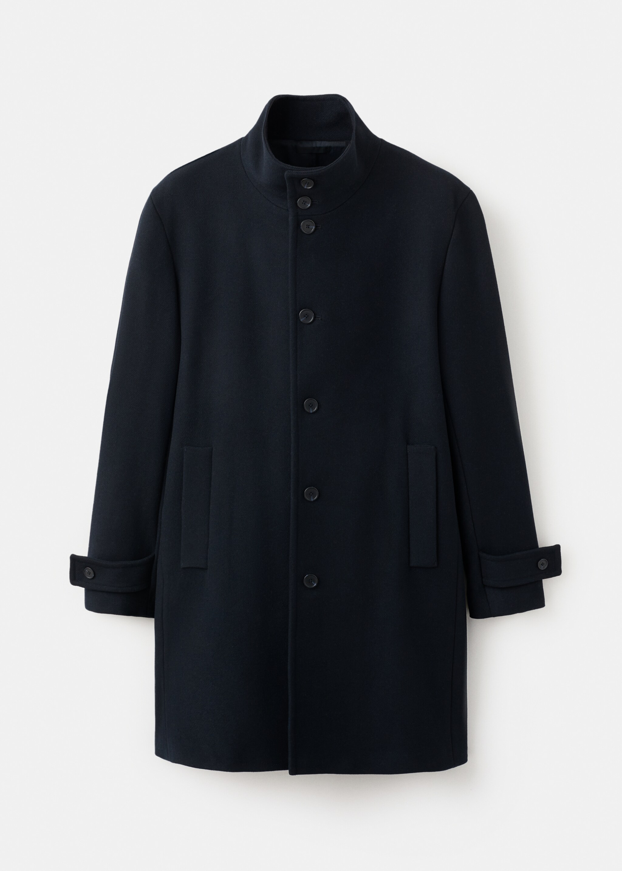 Wool funnel neck coat - Article without model, Navy. Ref: 27051174-00.