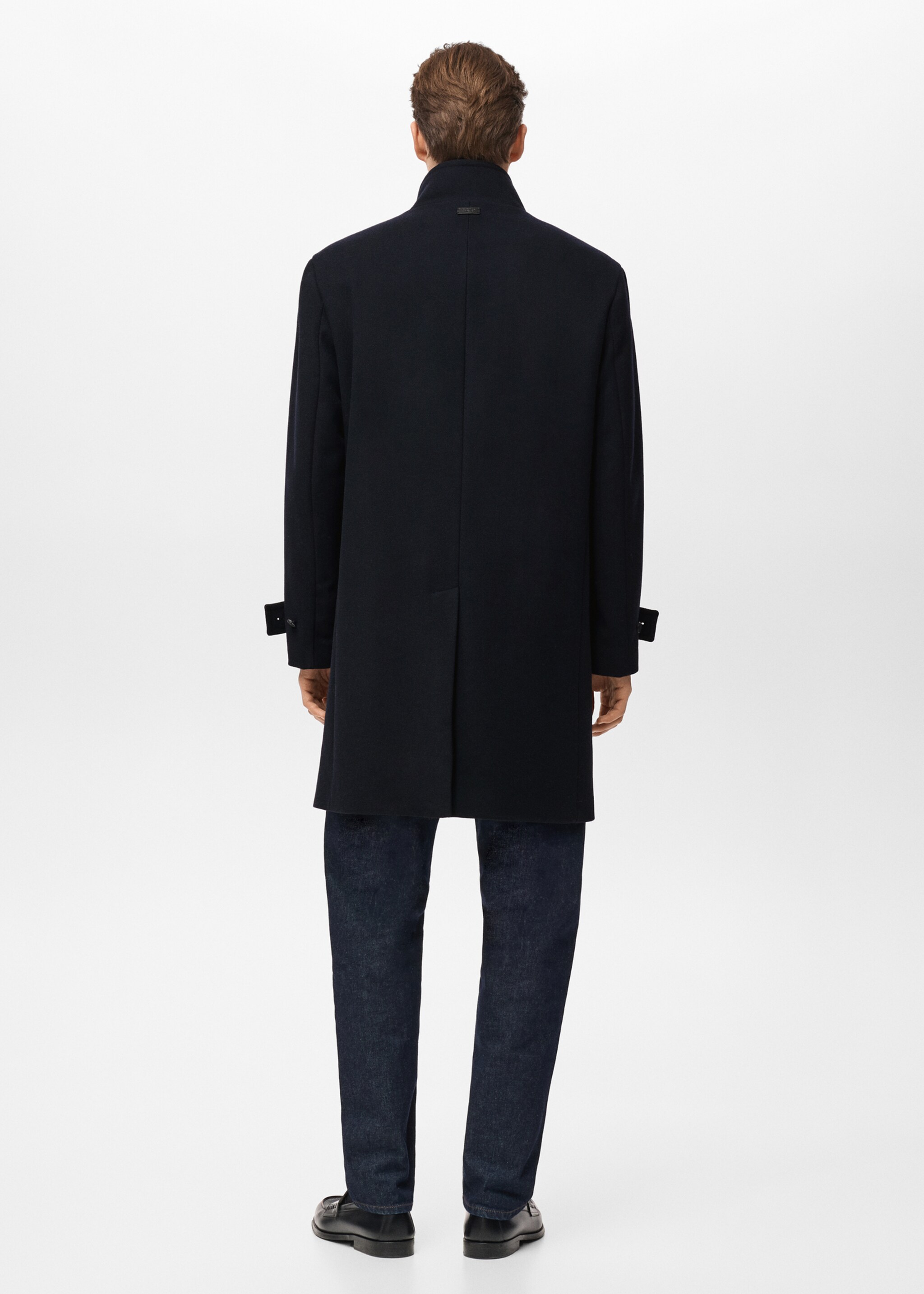 Wool funnel neck coat - Reverse of the article, Navy. Ref: 27051174-00.
