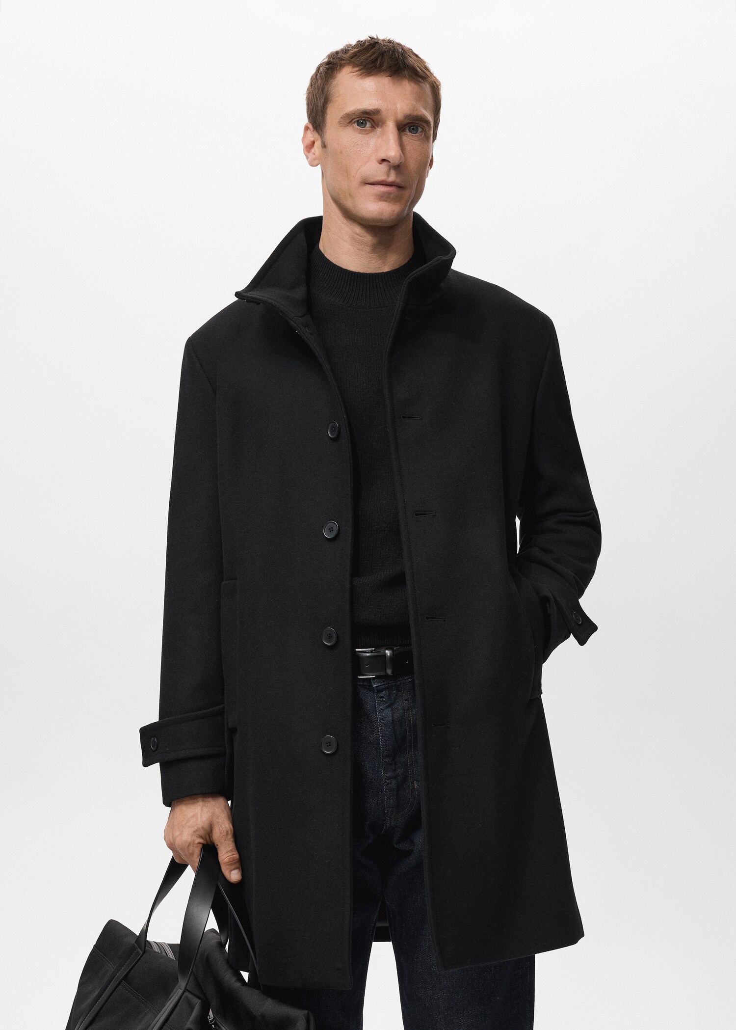 Wool funnel neck coat - Medium plane