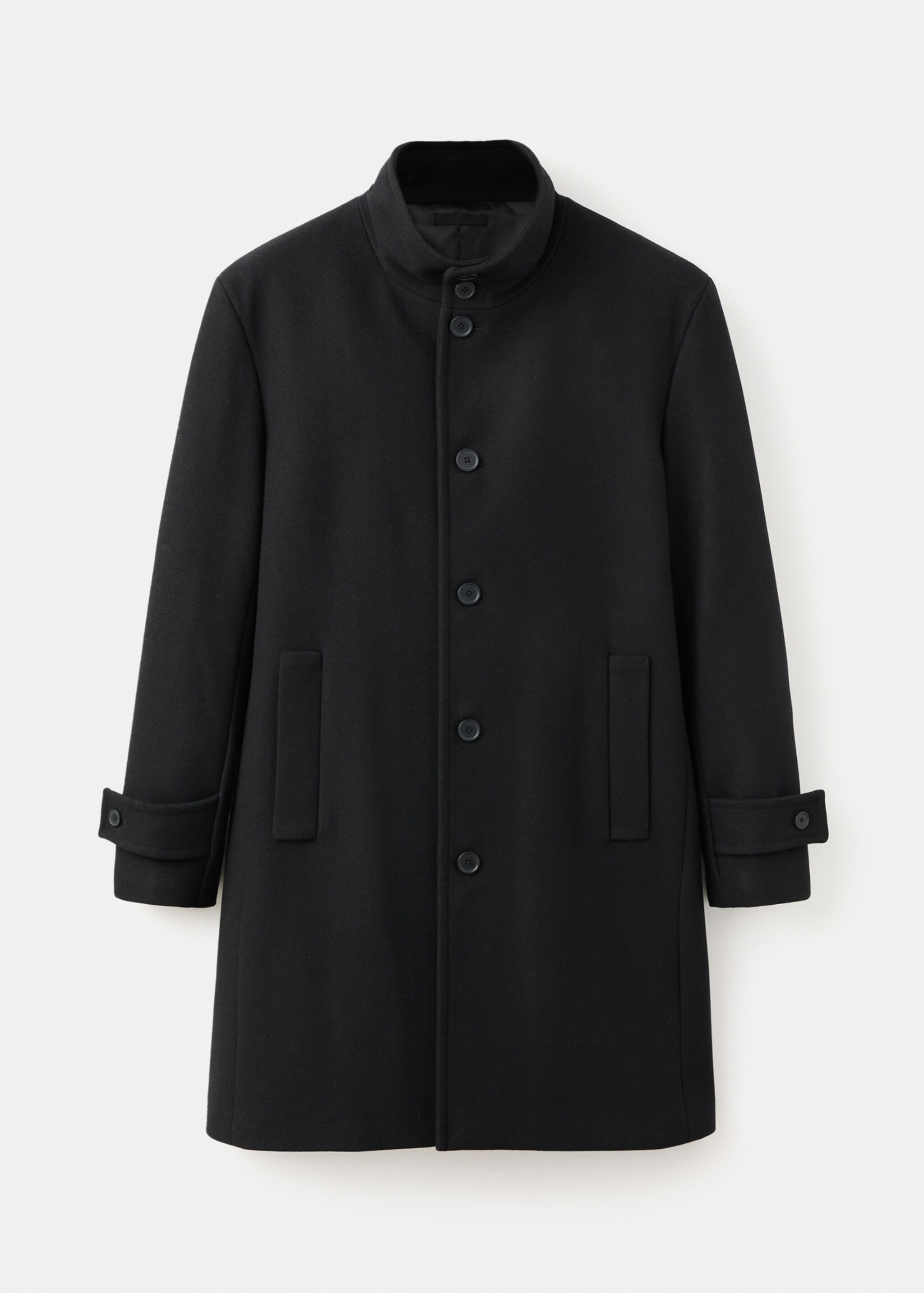 Wool funnel neck coat - Article without model, Black. Ref: 27051174-00.
