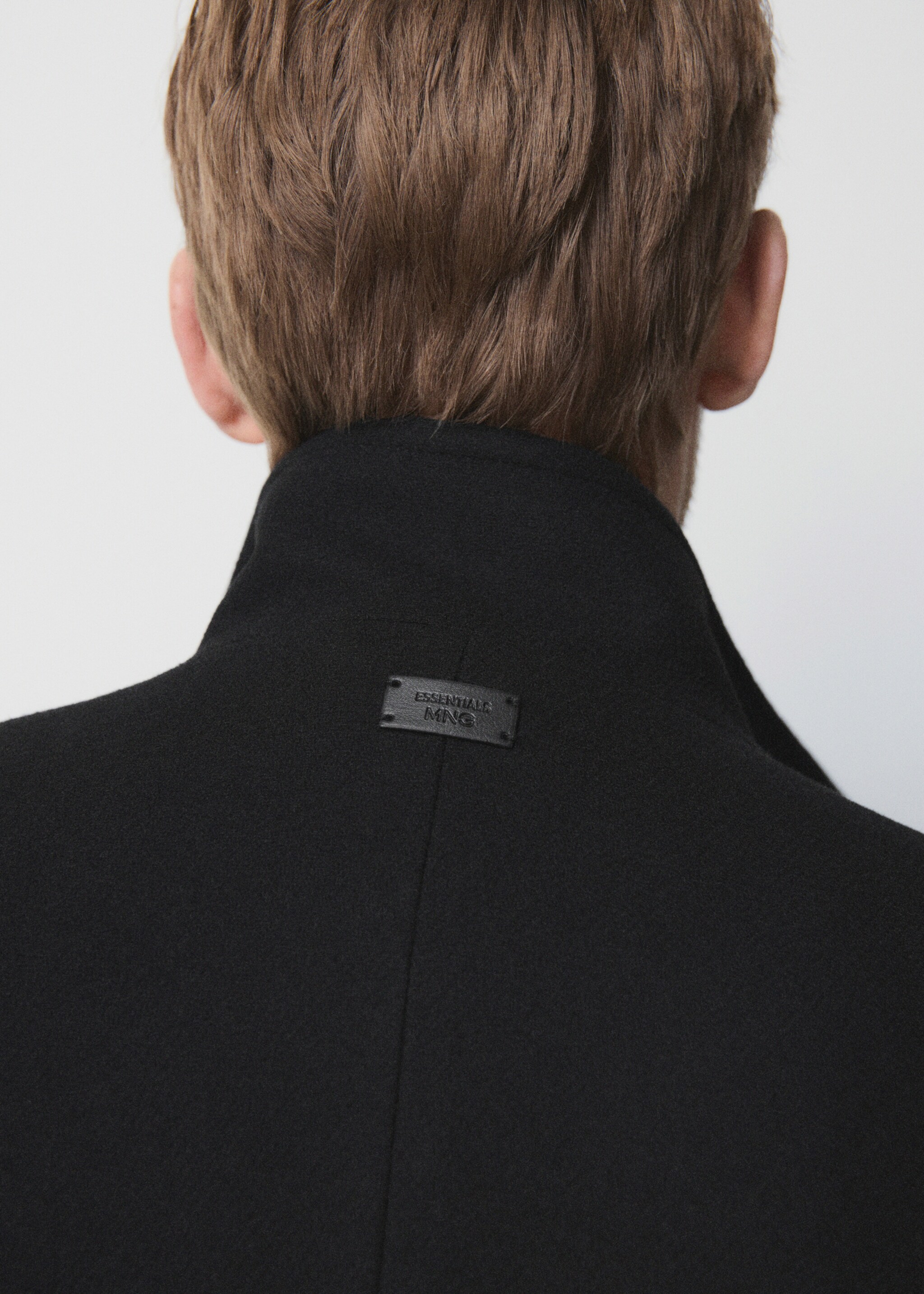 Wool funnel neck coat - Details of the article 3, Black. Ref: 27051174-00.