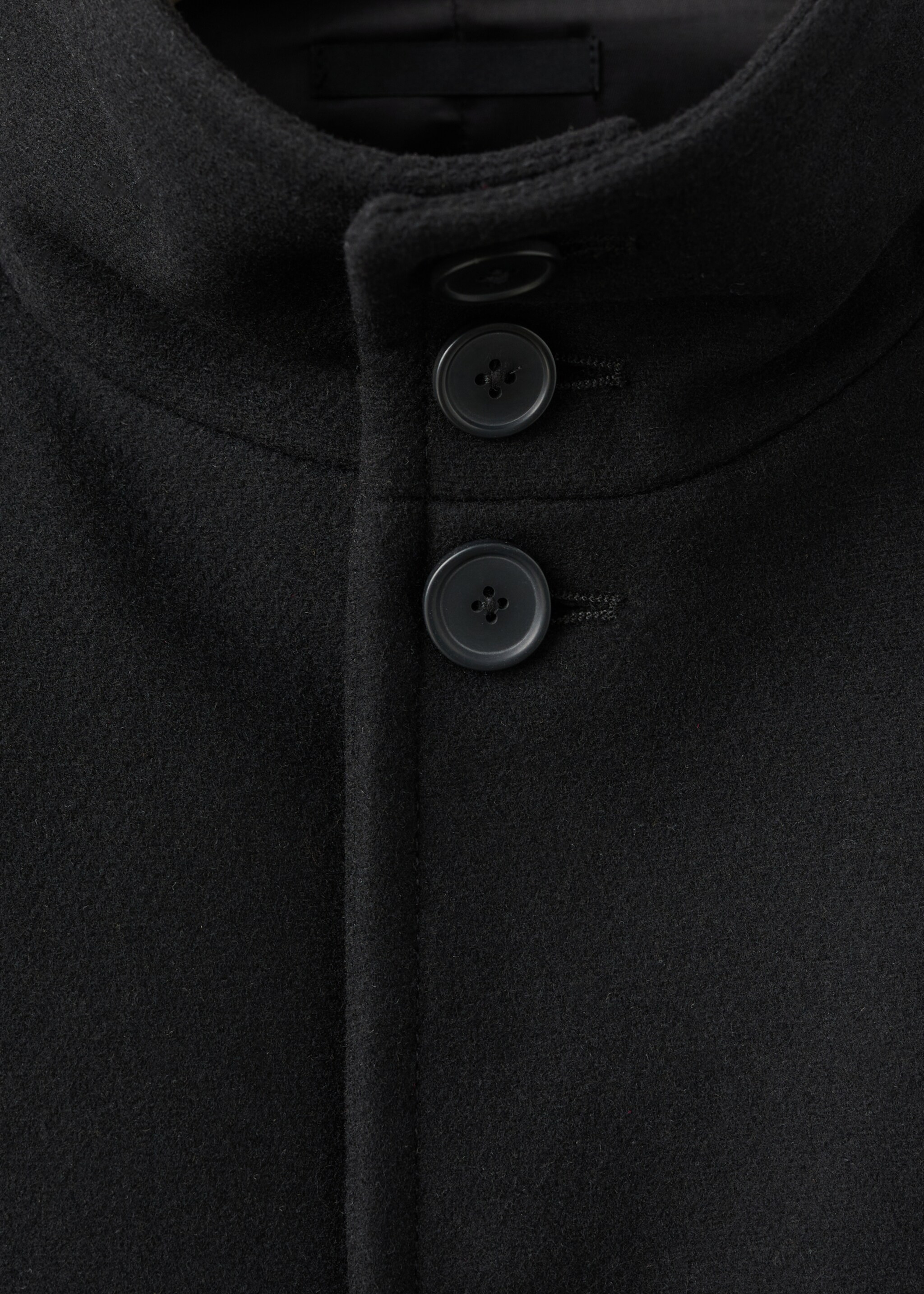 Wool funnel neck coat - Details of the article 8, Black. Ref: 27051174-00.