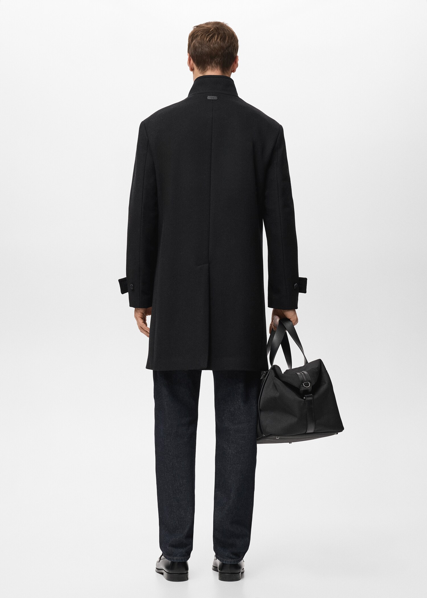 Wool funnel neck coat - Reverse of the article
