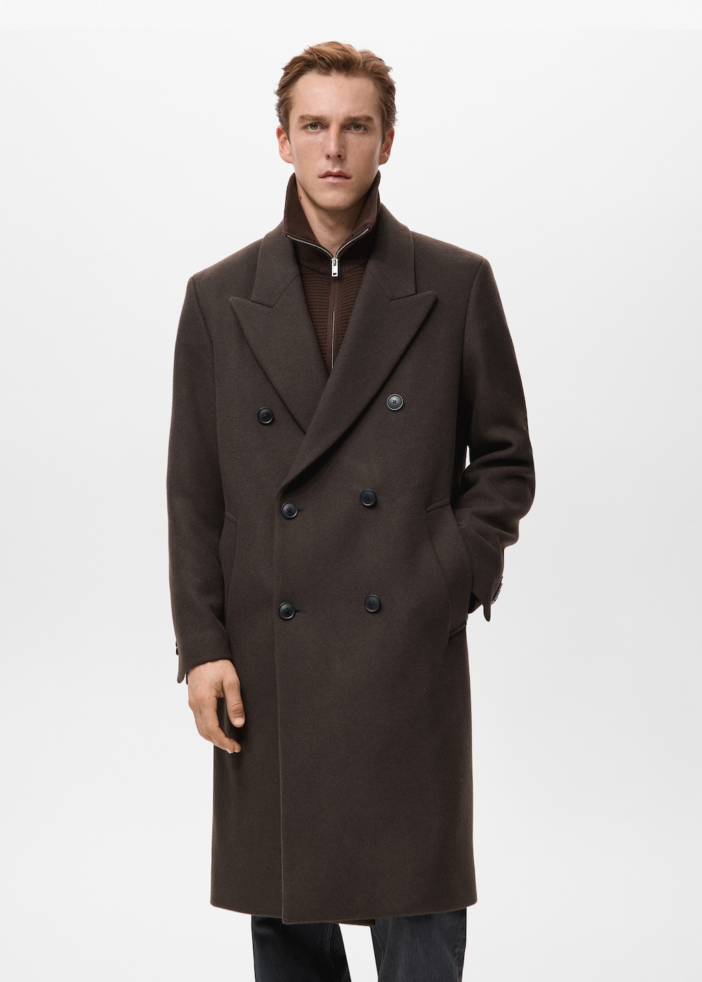 Relaxed-fit double-breasted wool coat