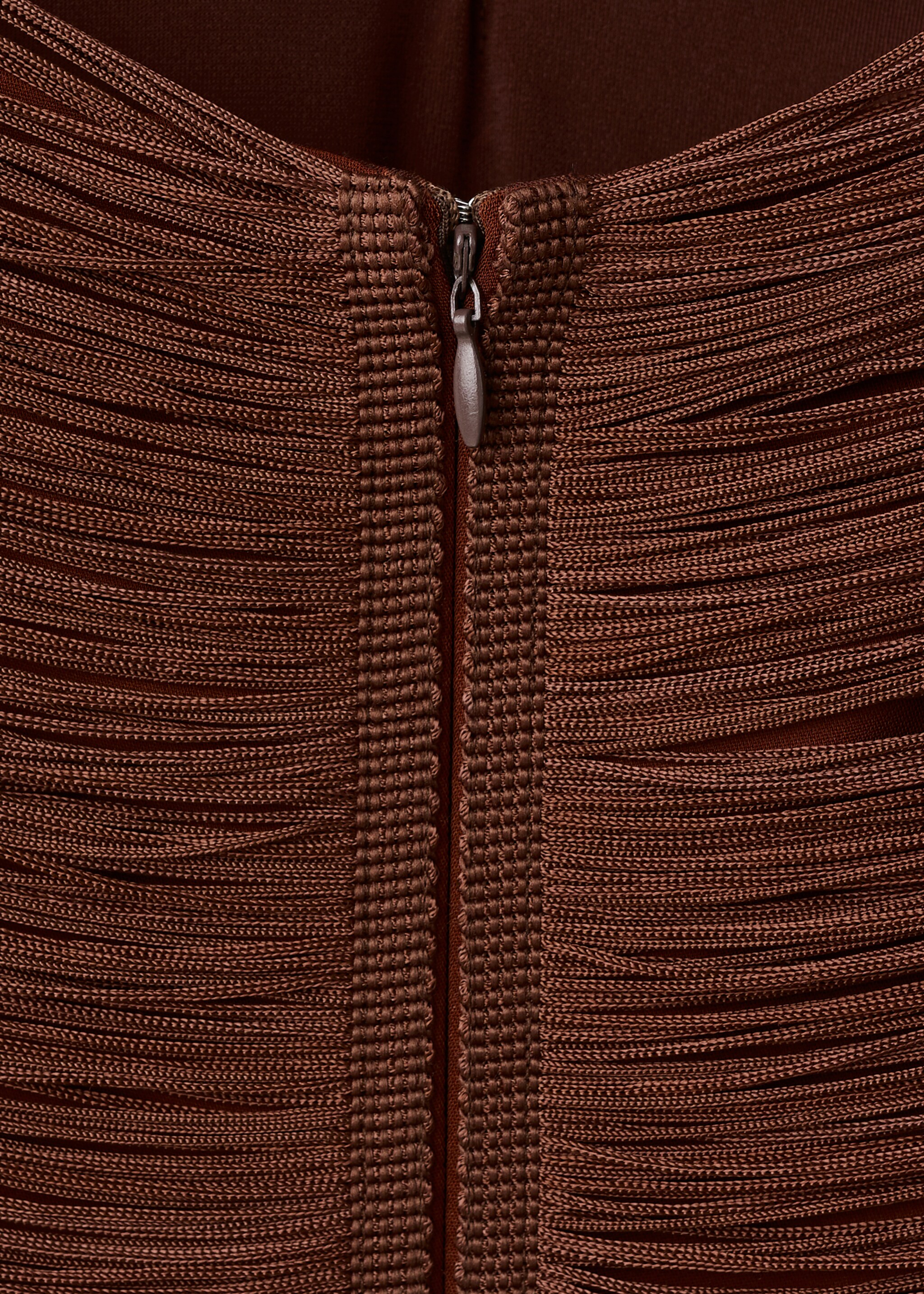 Vestido flecos espalda escotada - Detalle del artículo 8, Marrón. Ref: 27051183-00.
