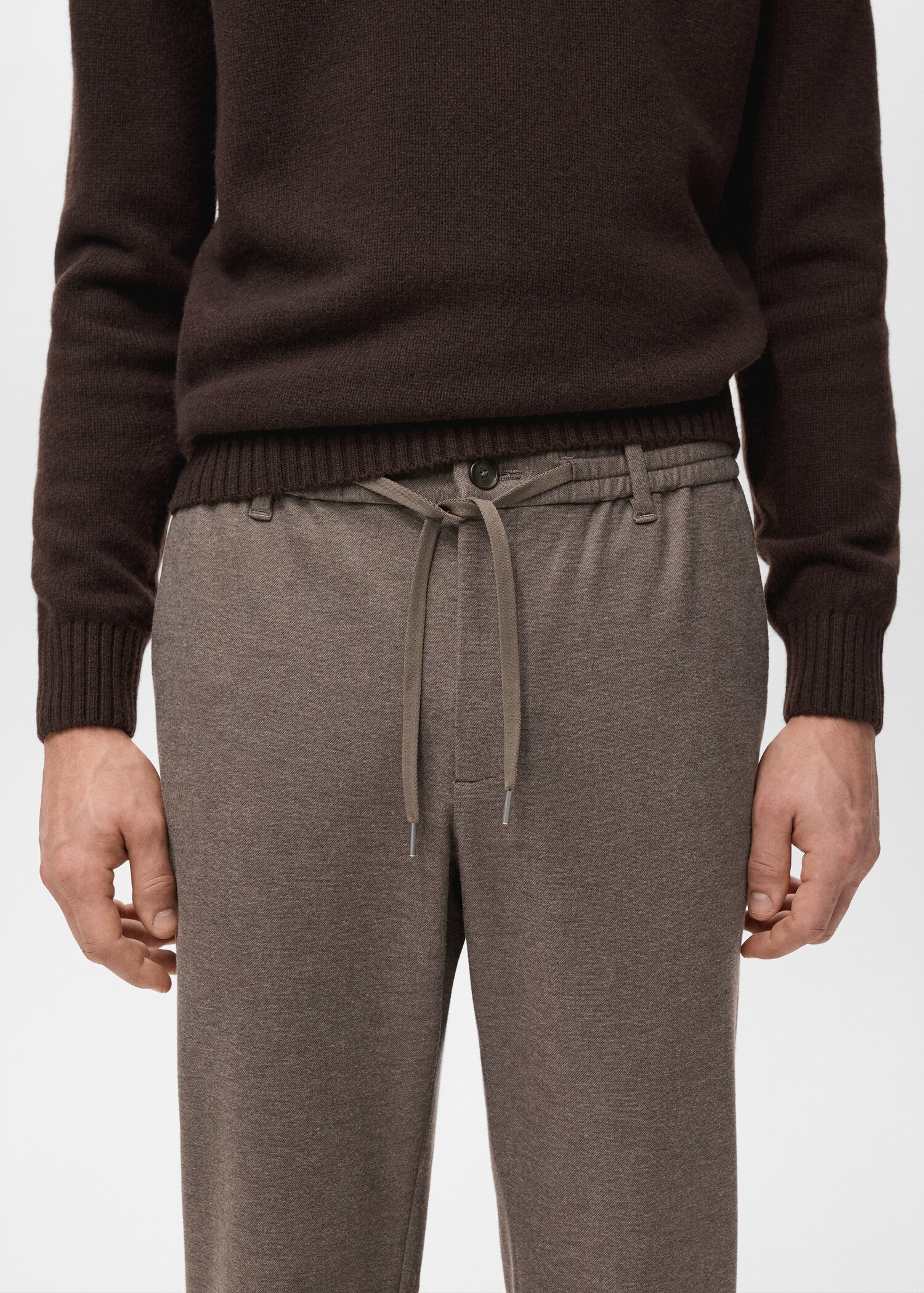 Slim-fit flannel trousers - Details of the article 1