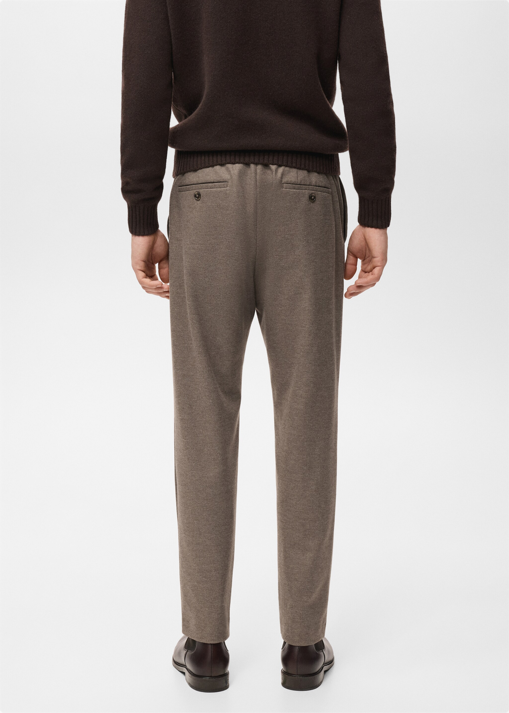 بنطلون نحيف من الفانلا - الجهة الخلفية للمنتج, التبغ البني. Ref: 27051186-00.