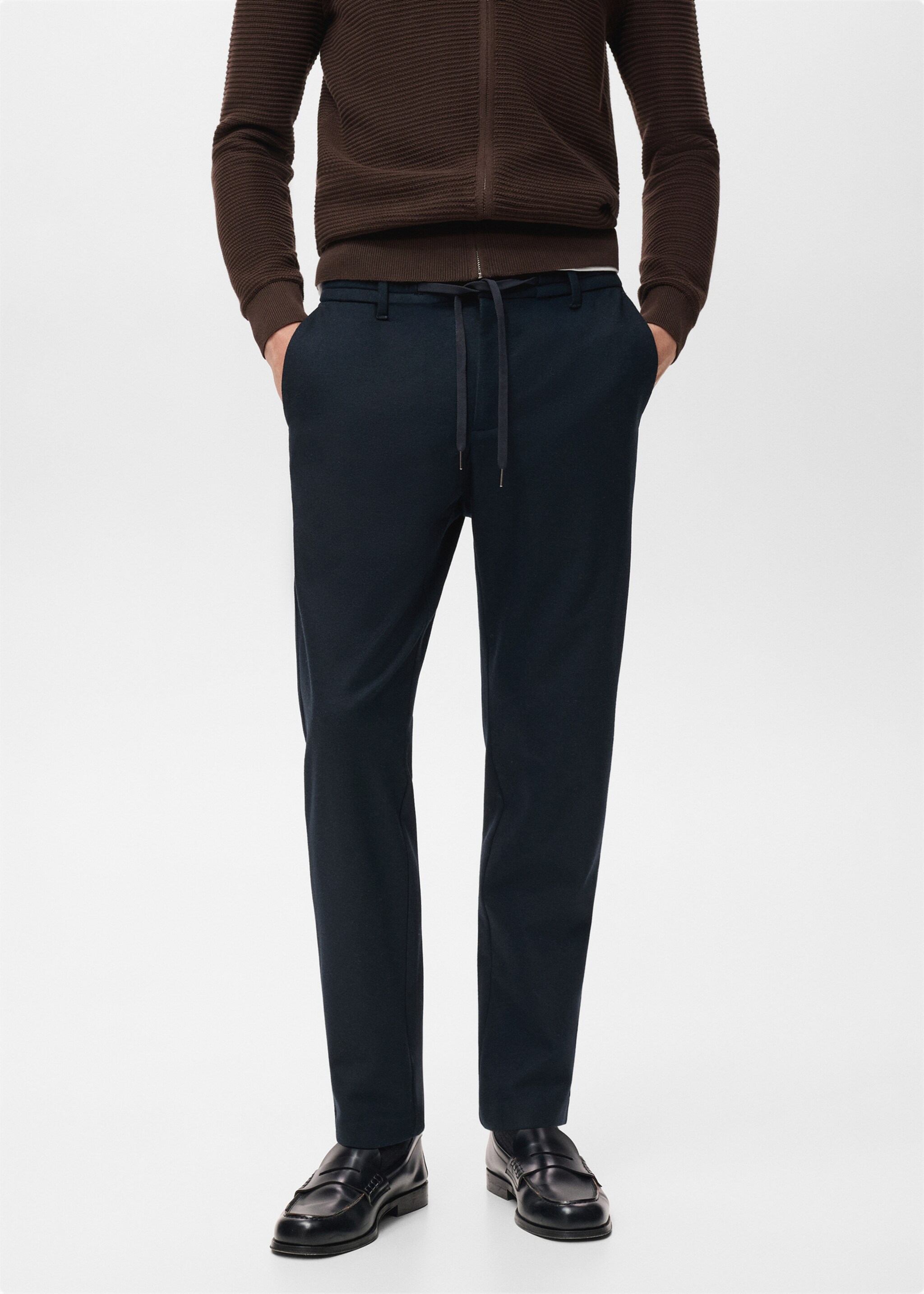 Slim-fit flannel trousers - Medium plane, Night Blue. Ref: 27051186-00.