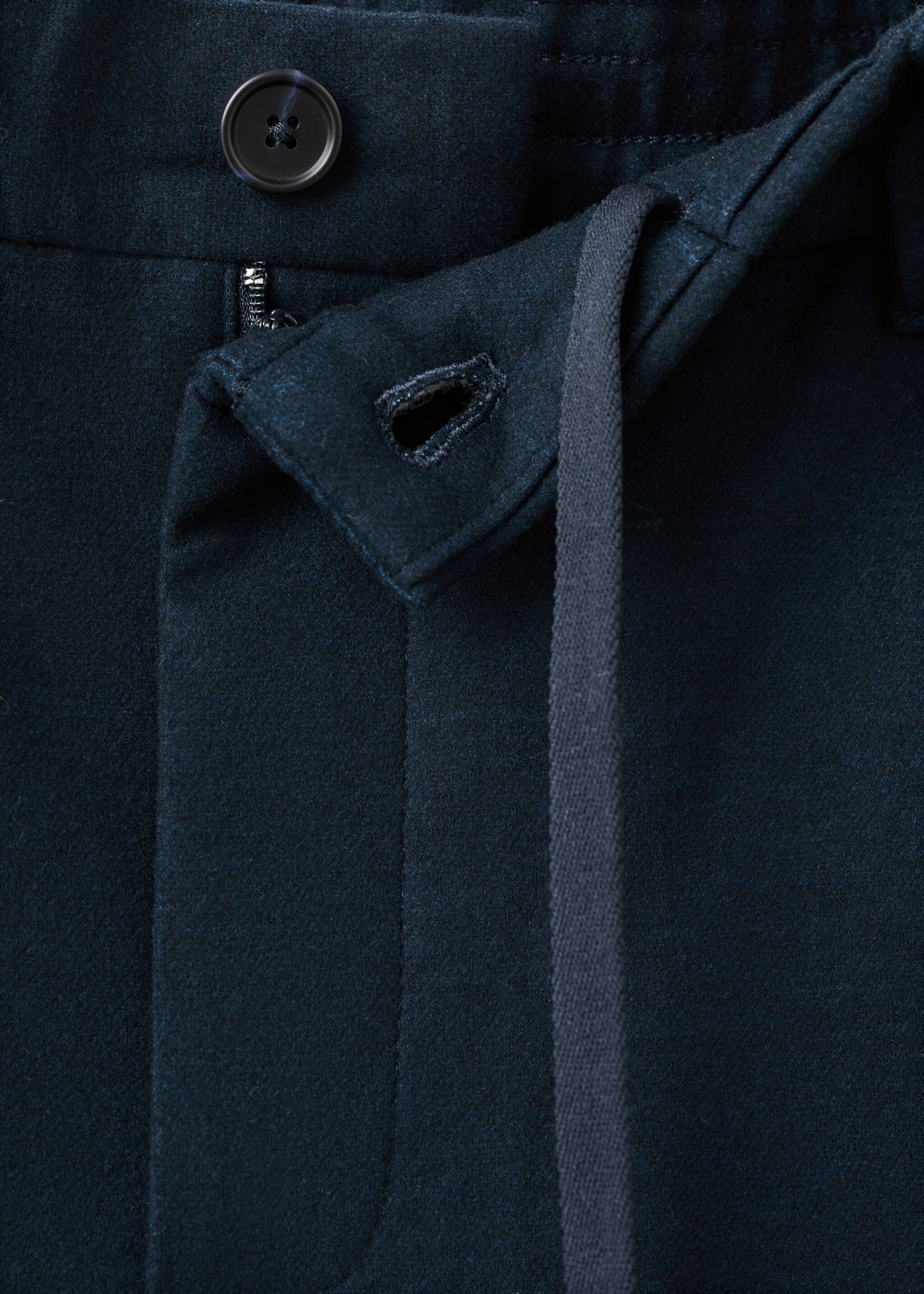 Slim-fit flannel trousers - Details of the article 8, Night Blue. Ref: 27051186-00.