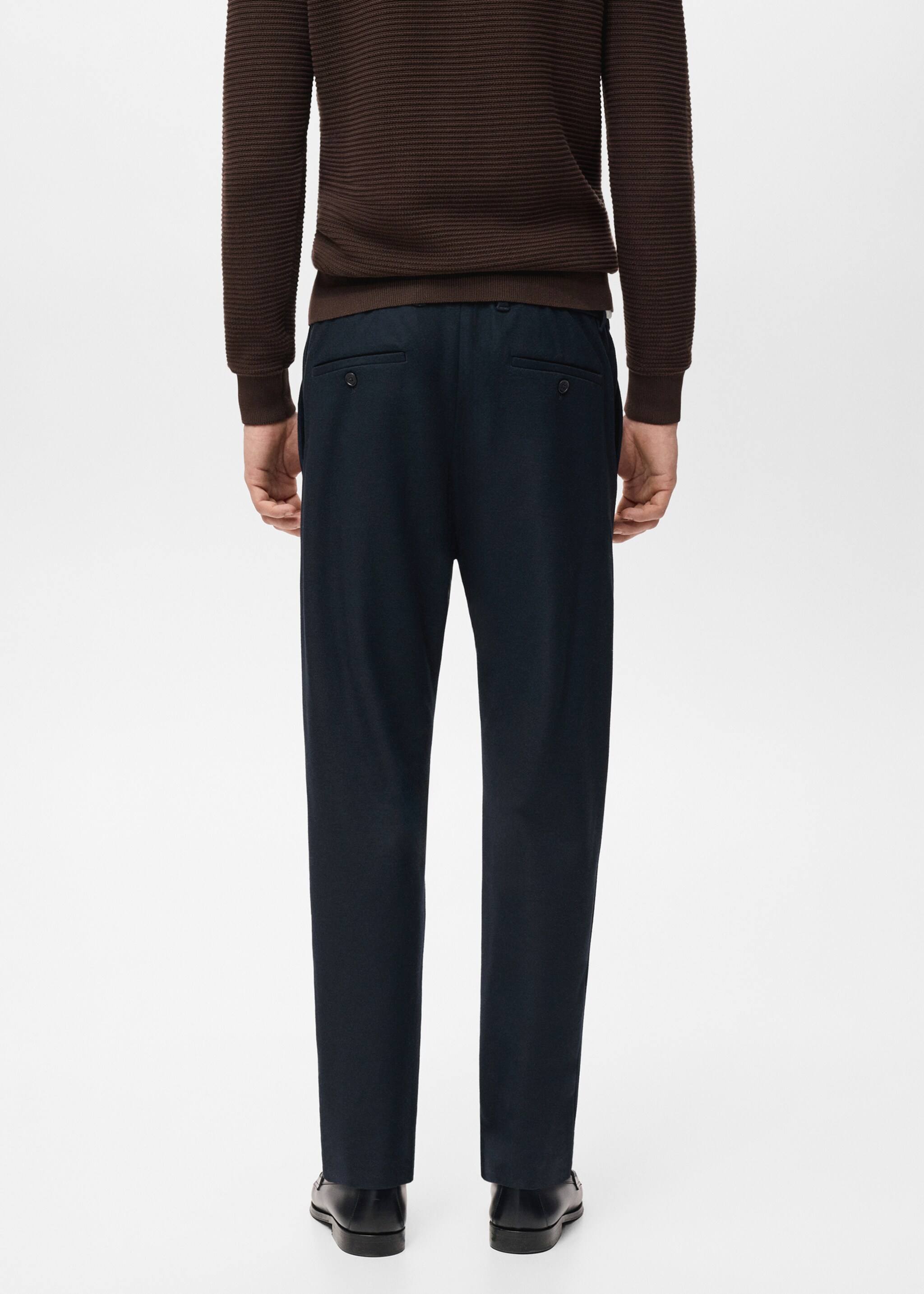 Slim-fit flannel trousers - Reverse of the article, Night Blue. Ref: 27051186-00.