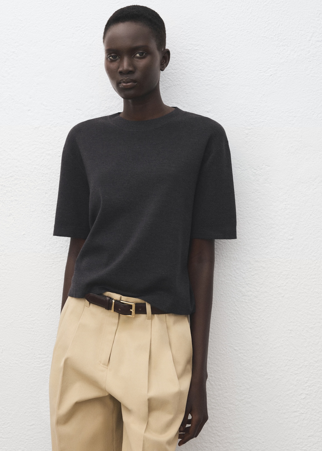 Mango Short-sleeved wool sweater