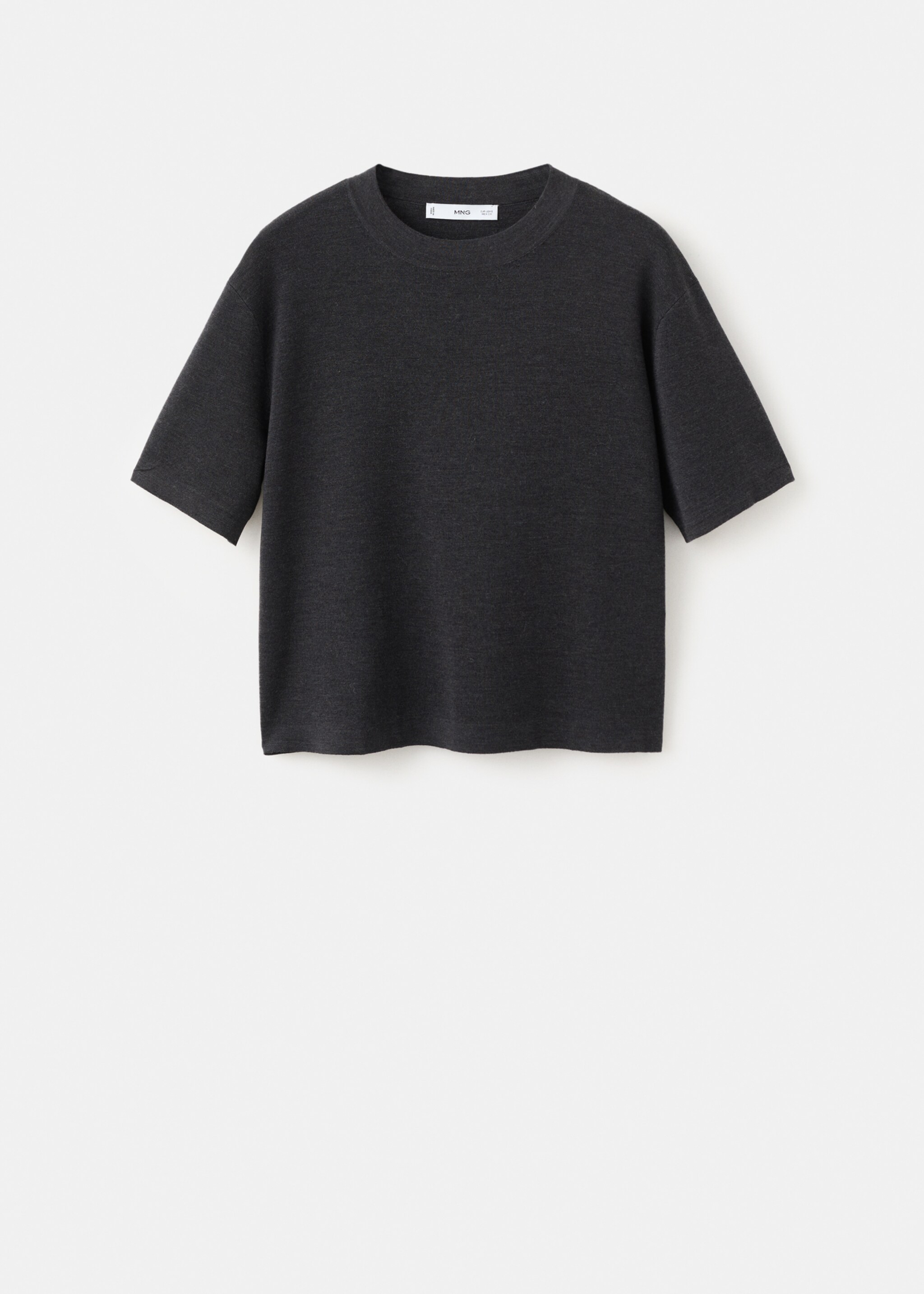Short-sleeved wool sweater - Article without model, Medium Heather Grey. Ref: 27051192-00.