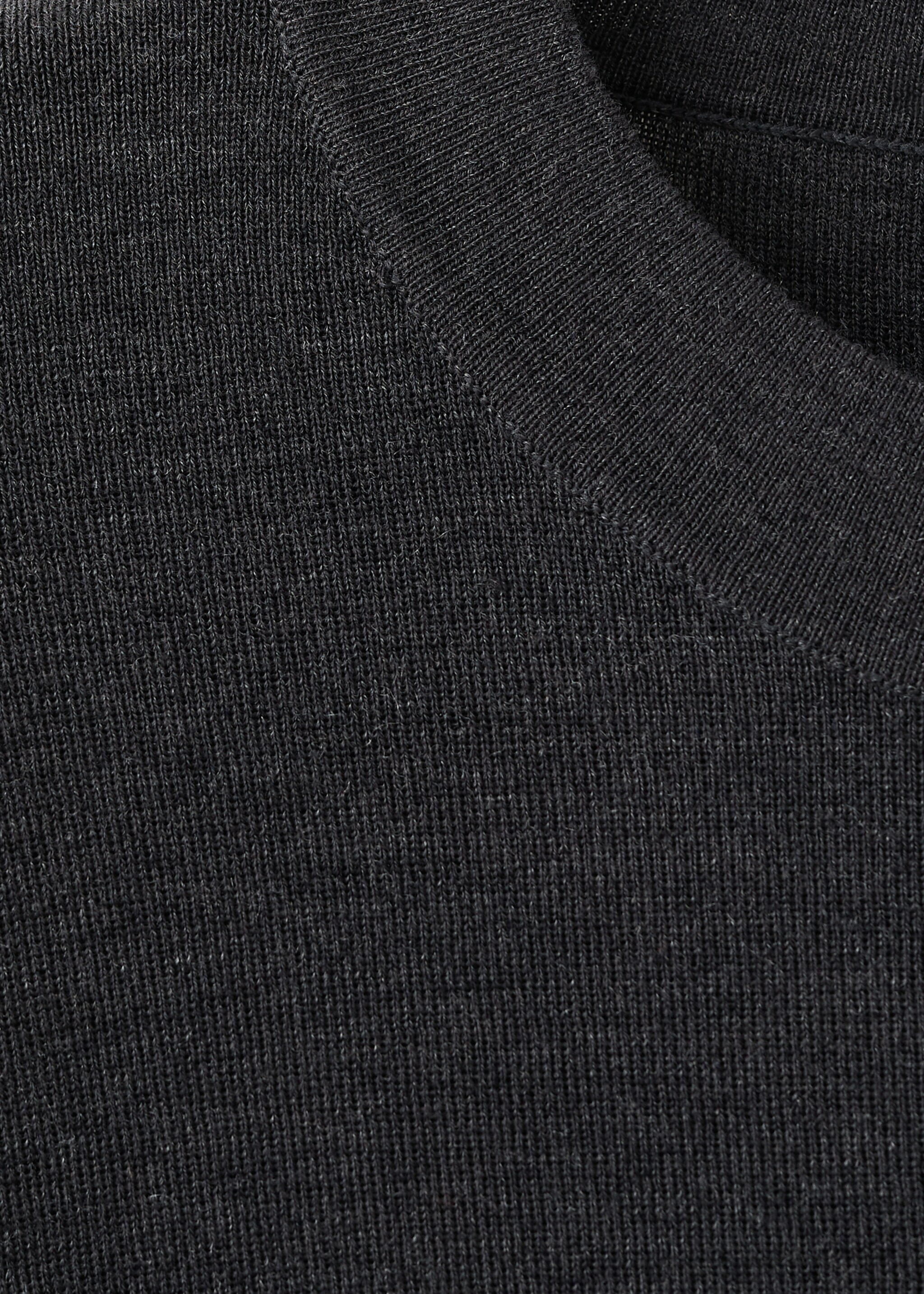 Short-sleeved wool sweater - Details of the article 8, Medium Heather Grey. Ref: 27051192-00.