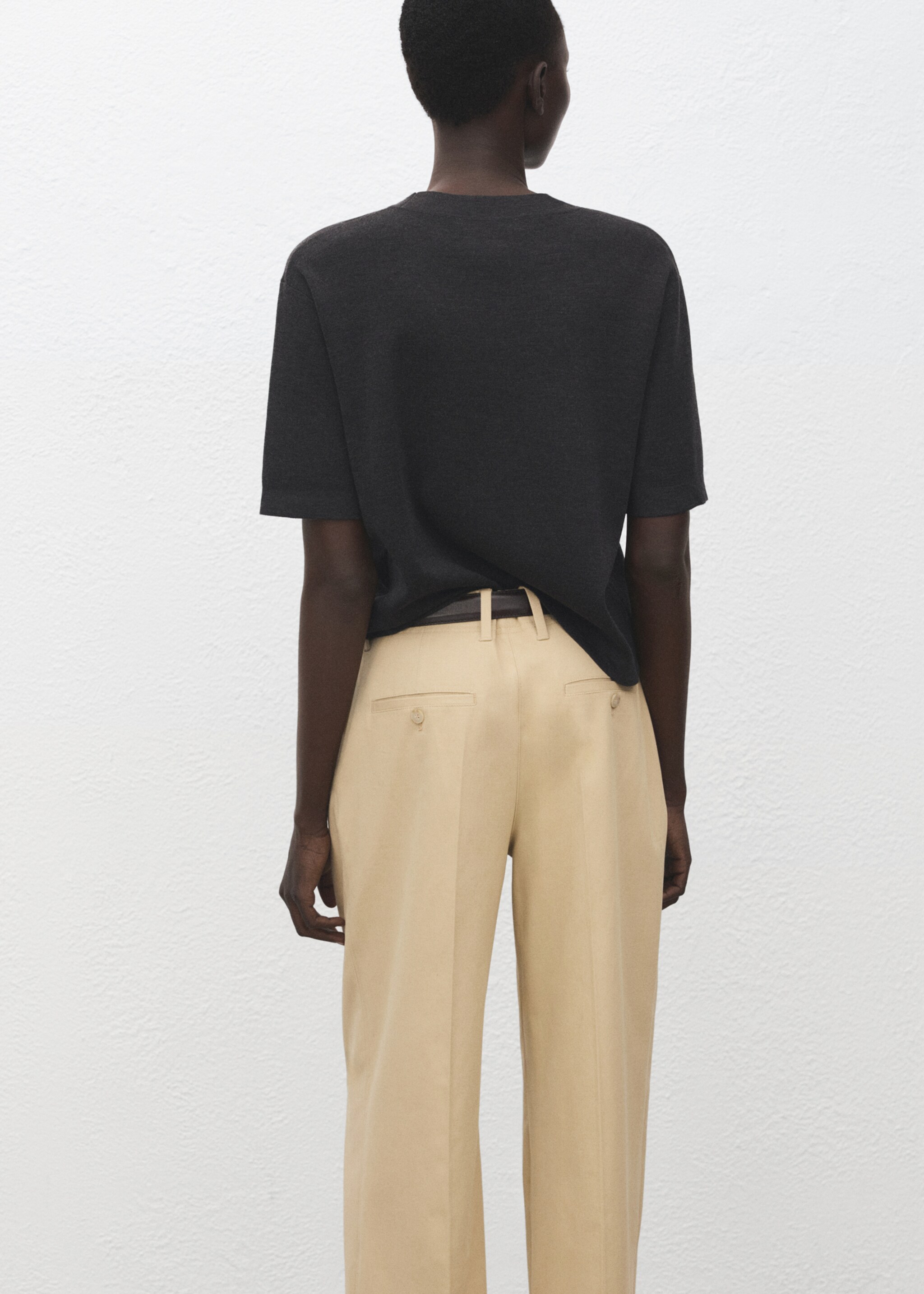 Short-sleeved wool sweater - Reverse of the article, Medium Heather Grey. Ref: 27051192-00.