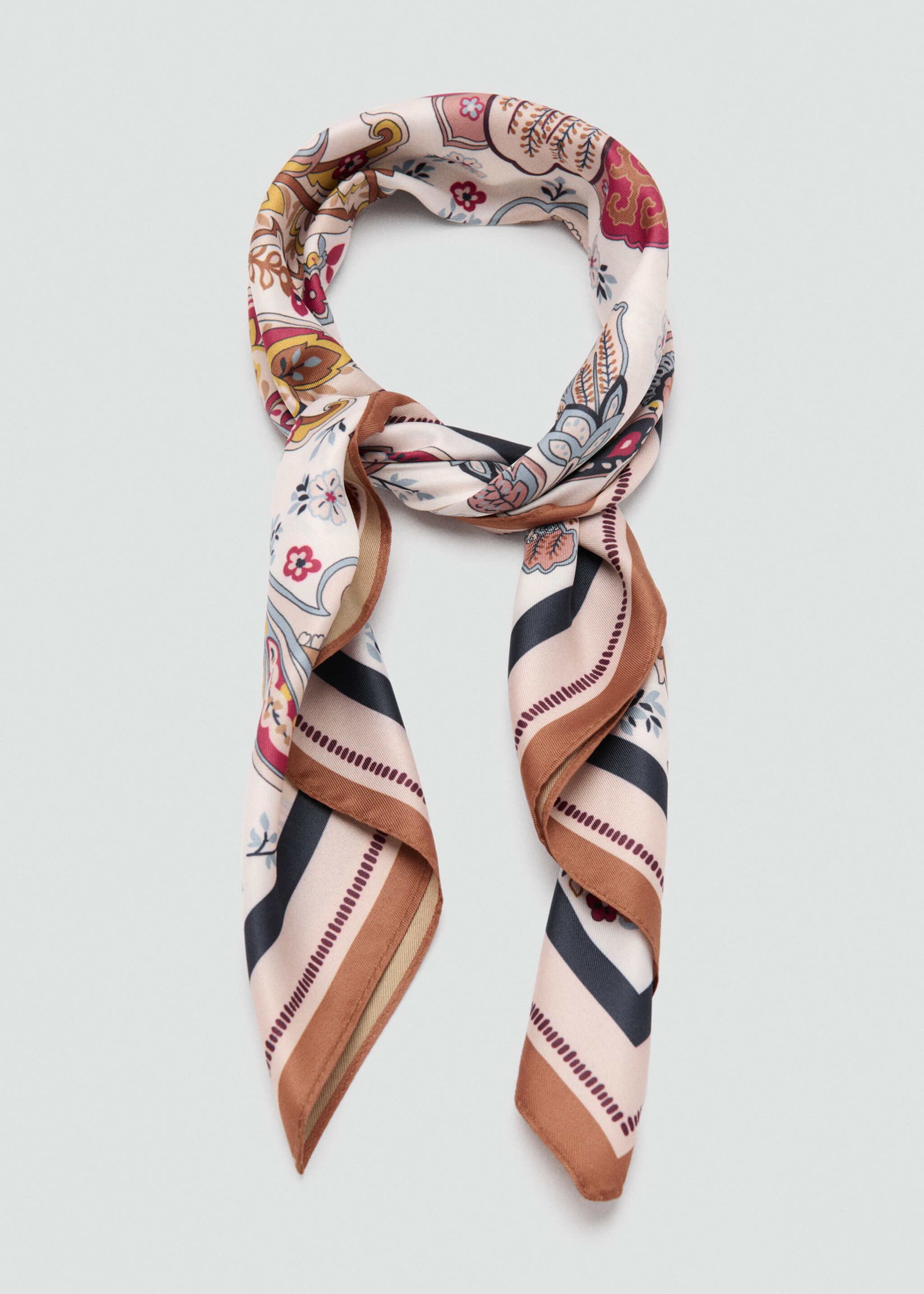 Combined design scarf - Details of the article 1, Pink. Ref: 27051196-00.