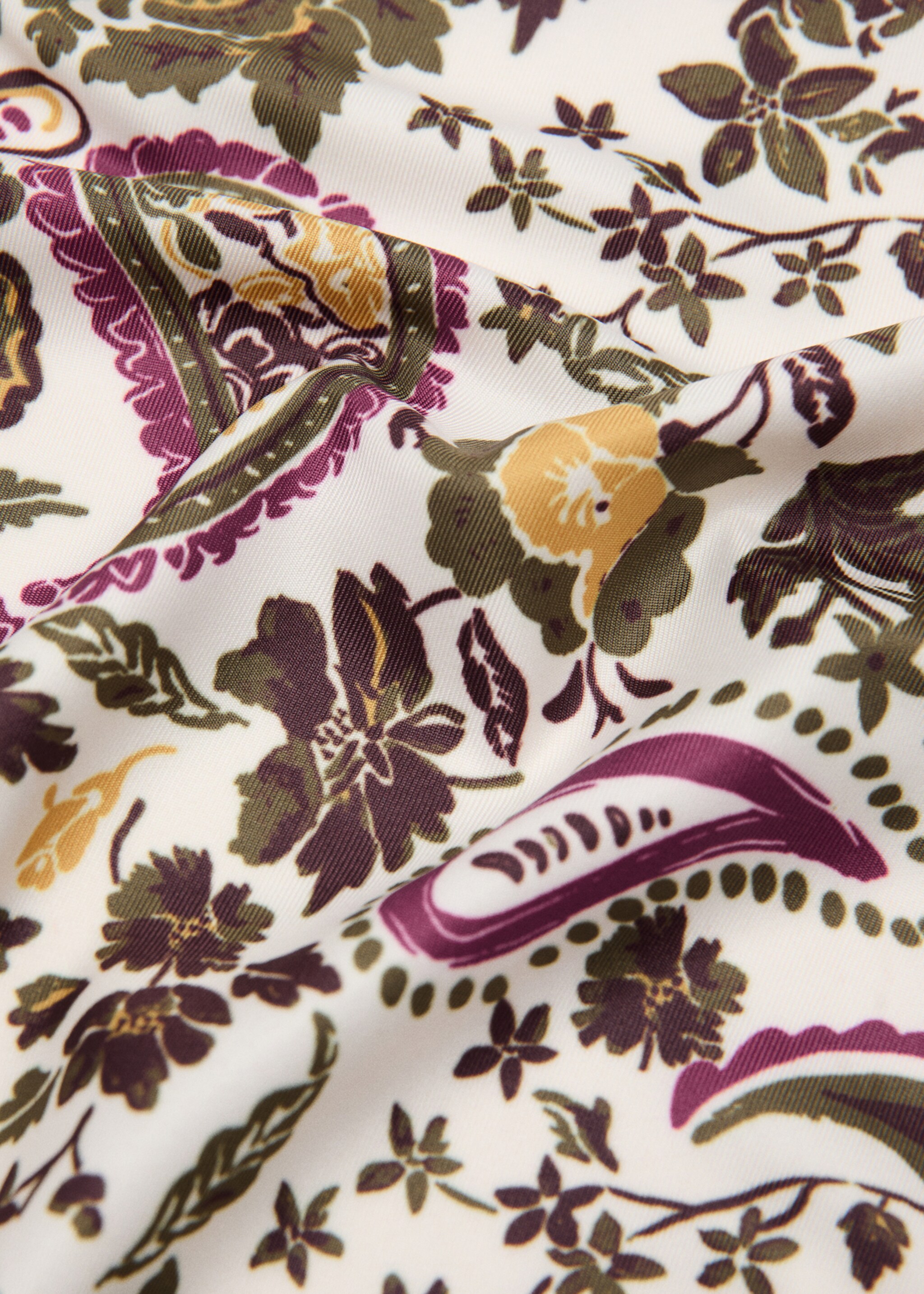 Paisley satin scarf - Medium plane, Khaki. Ref: 27051197-00.