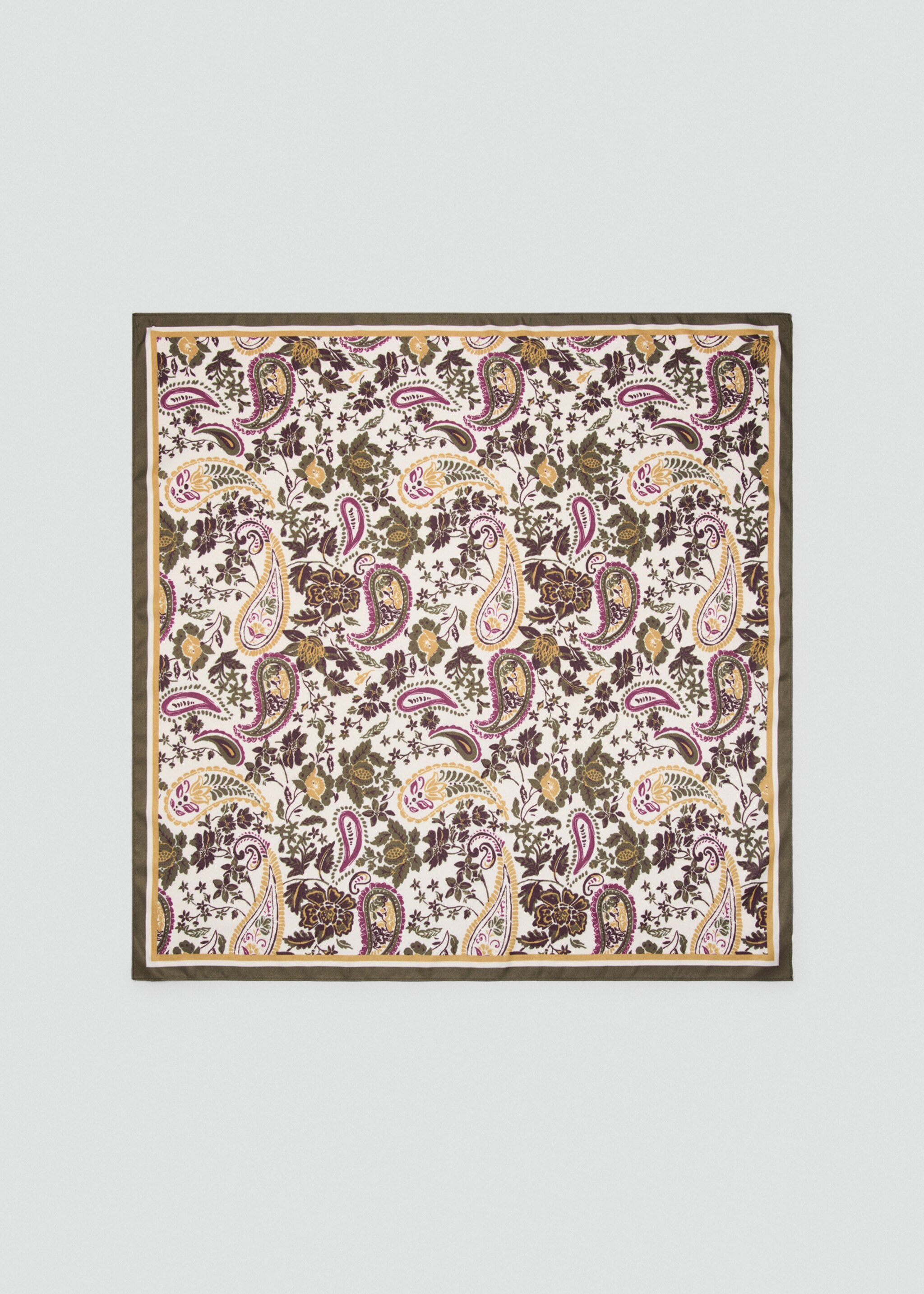 Paisley satin scarf - Article without model, Khaki. Ref: 27051197-00.