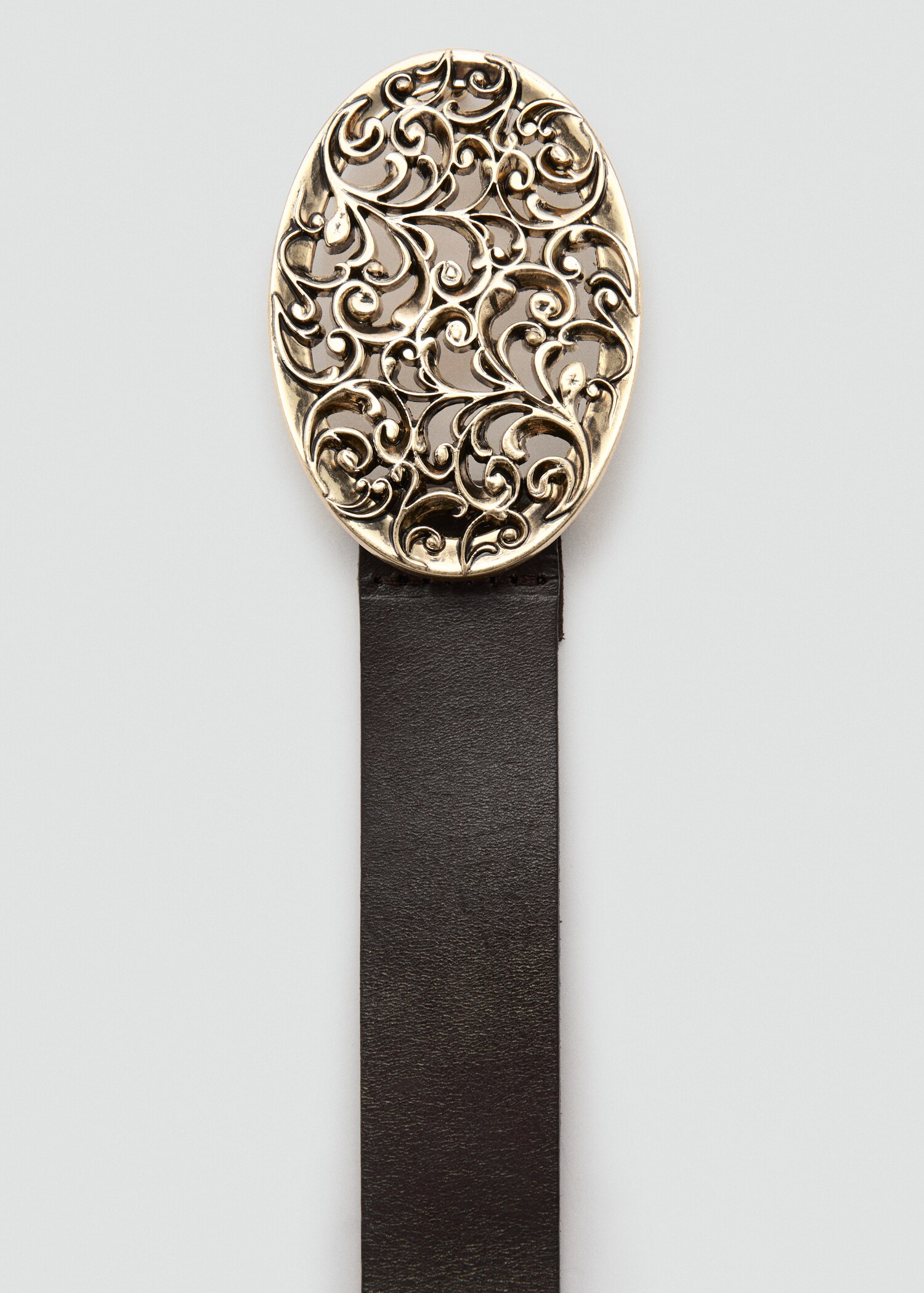 Engraved buckle leather belt - Medium plane