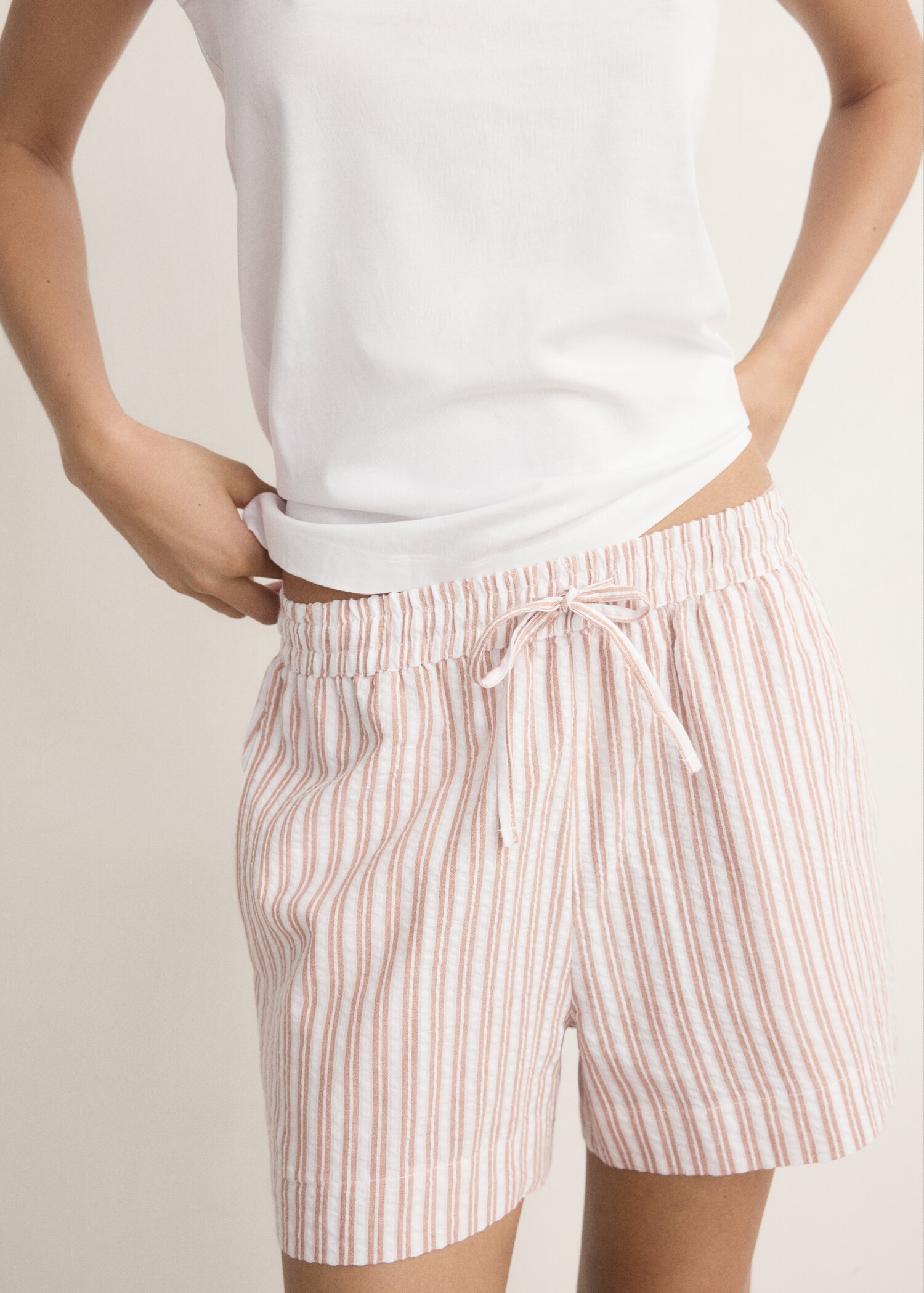 Two-piece cotton striped pyjamas with straps - Details of the article 6