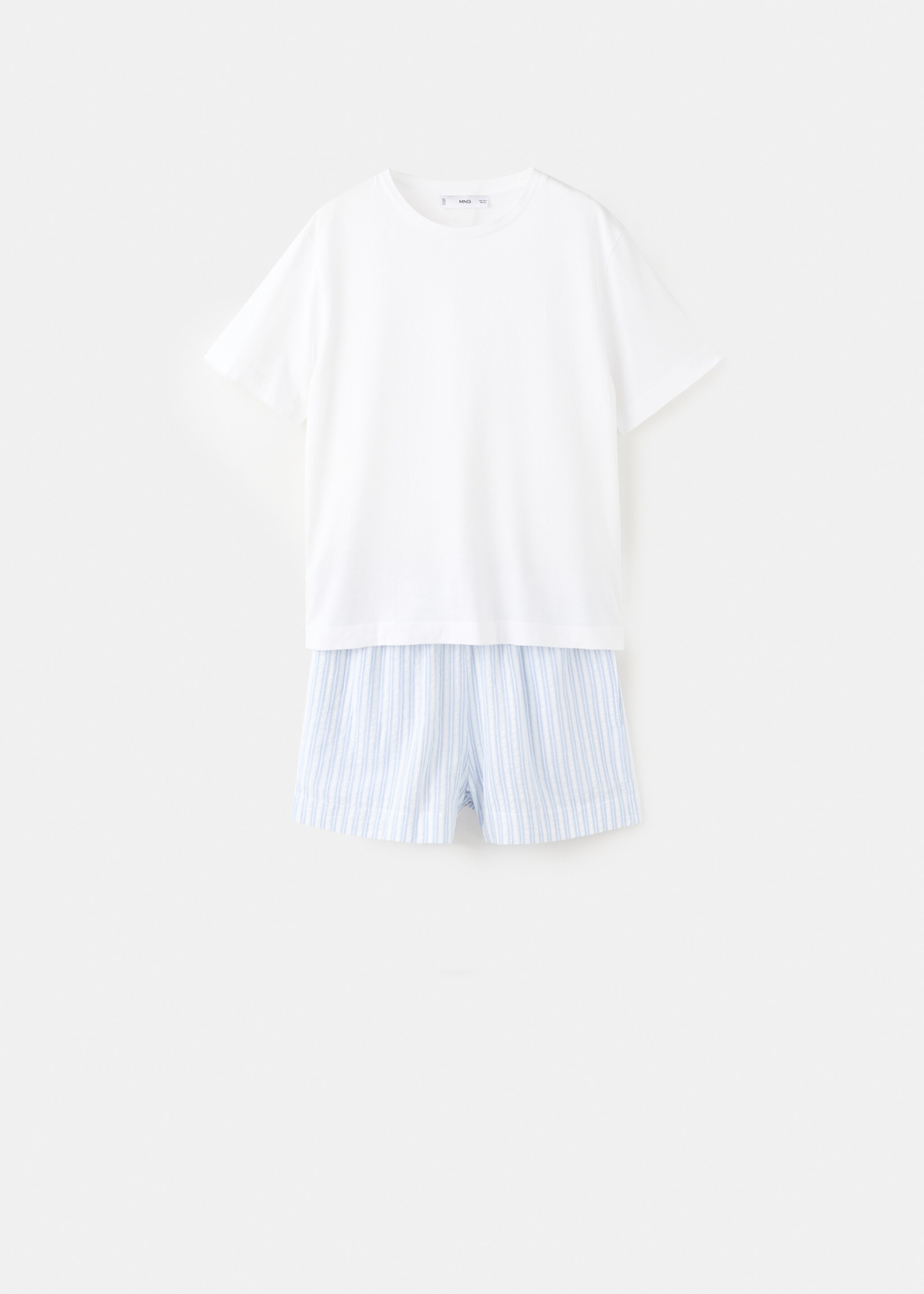 Pijama dos piezas raya algodón manga corta - Artículo sin modelo, Azul. Ref: 27051218-00.