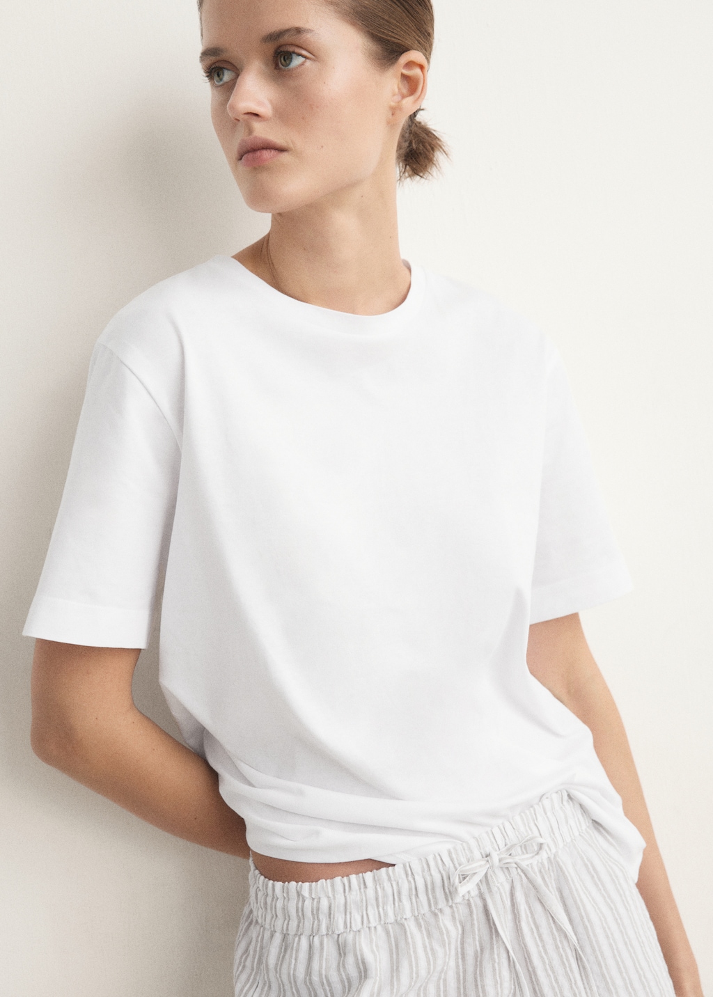 Two-piece short-sleeved cotton striped pyjamas