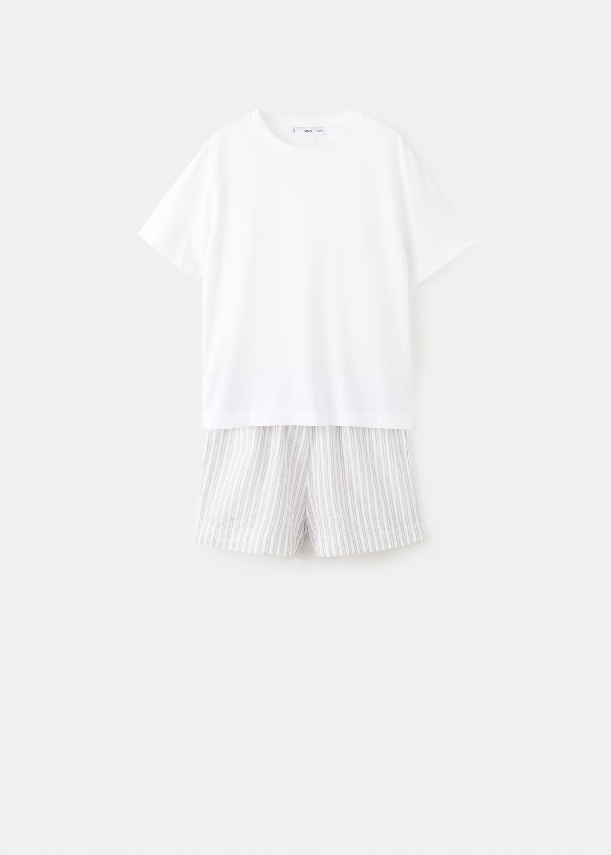 Pijama dos piezas raya algodón manga corta - Artículo sin modelo, Gris. Ref: 27051218-00.