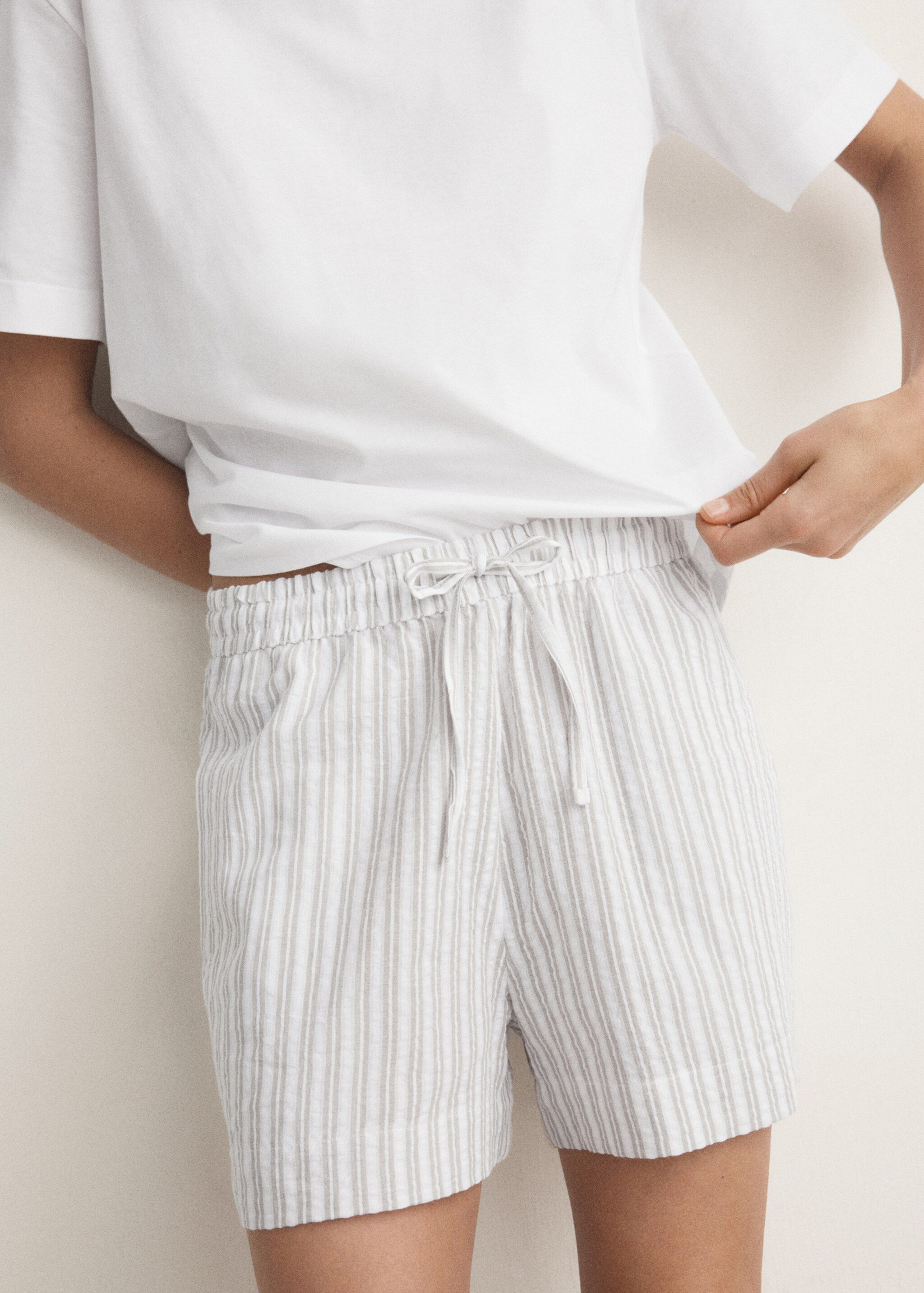 Pijama dos piezas raya algodón manga corta - Detalle del artículo 6, Gris. Ref: 27051218-00.