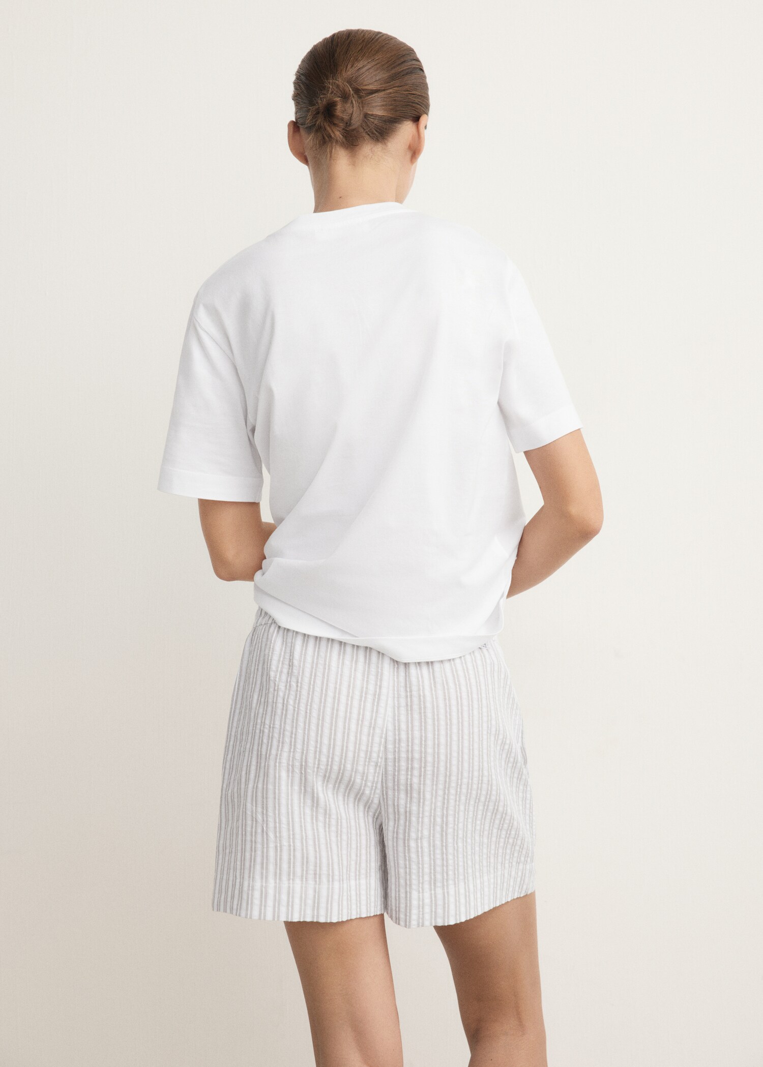 Pijama dos piezas raya algodón manga corta - Reverso del artículo