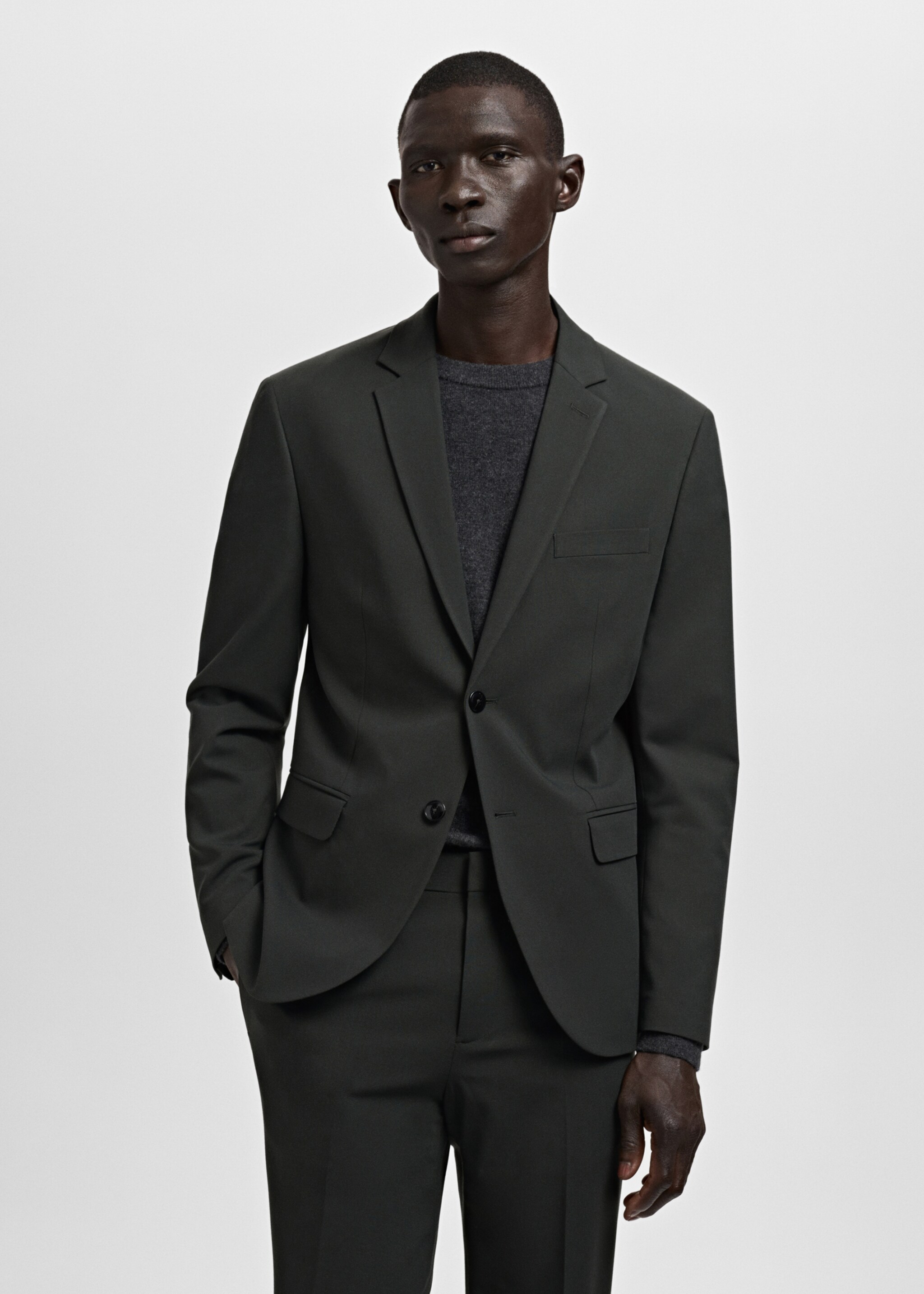 Super slim-fit blazer van stretchstof - Middenvlak, Groen. Ref: 27051220-00.