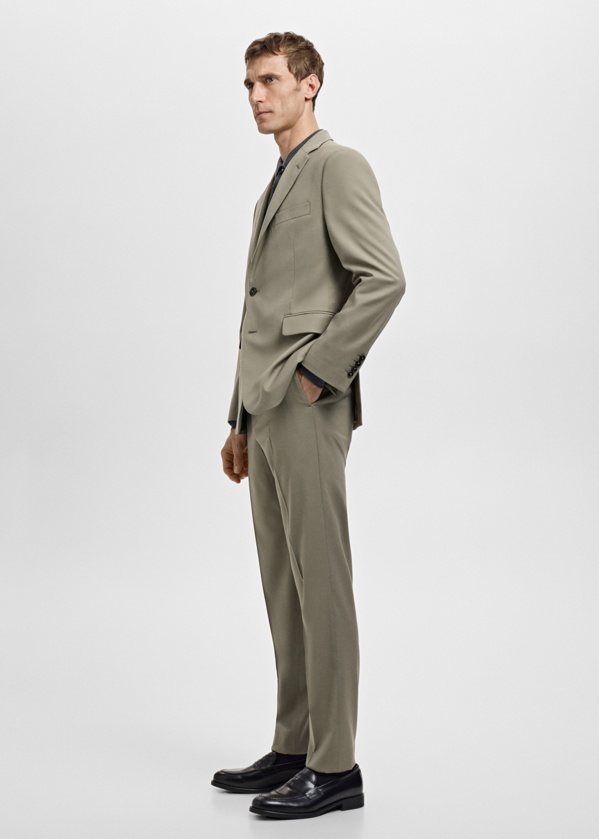 Milan slim-fit suit trousers - Details of the article 2, Mink Grey. Ref: 27051224-00.