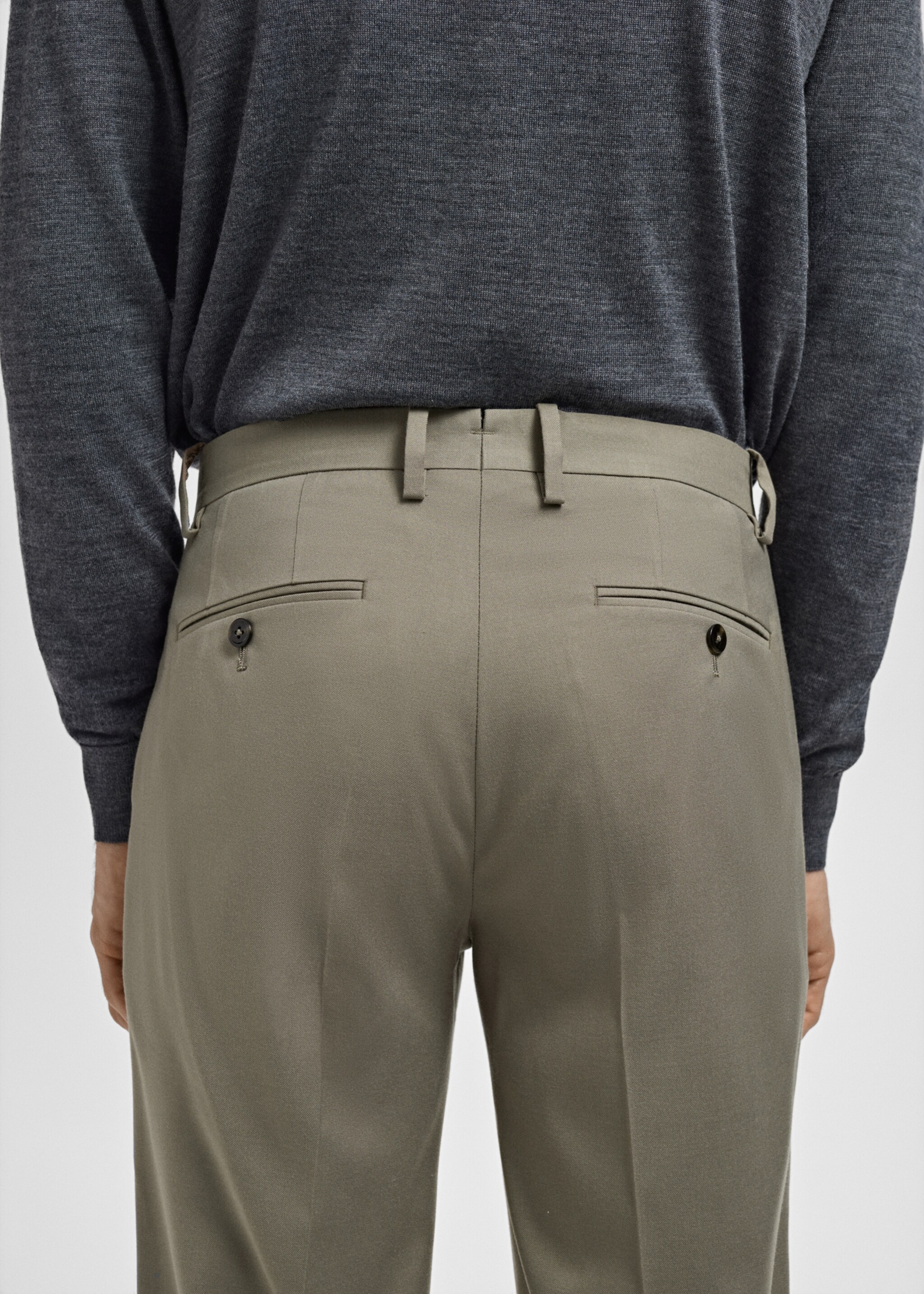 Milan slim-fit suit trousers - Details of the article 6, Mink Grey. Ref: 27051224-00.