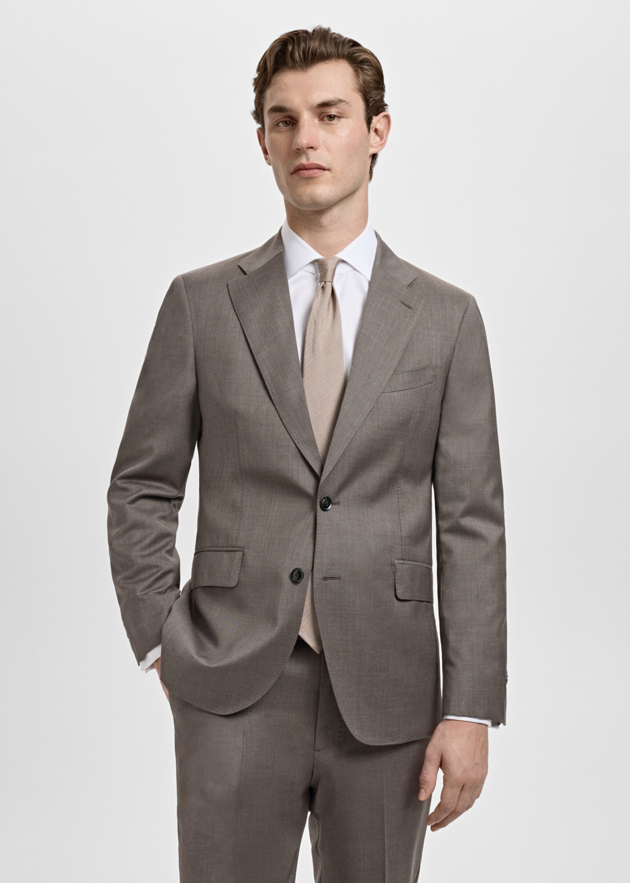 Veste costume Venecia 100 % laine vierge - Plan moyen, Marron moyen. Ref: 27051226-00.