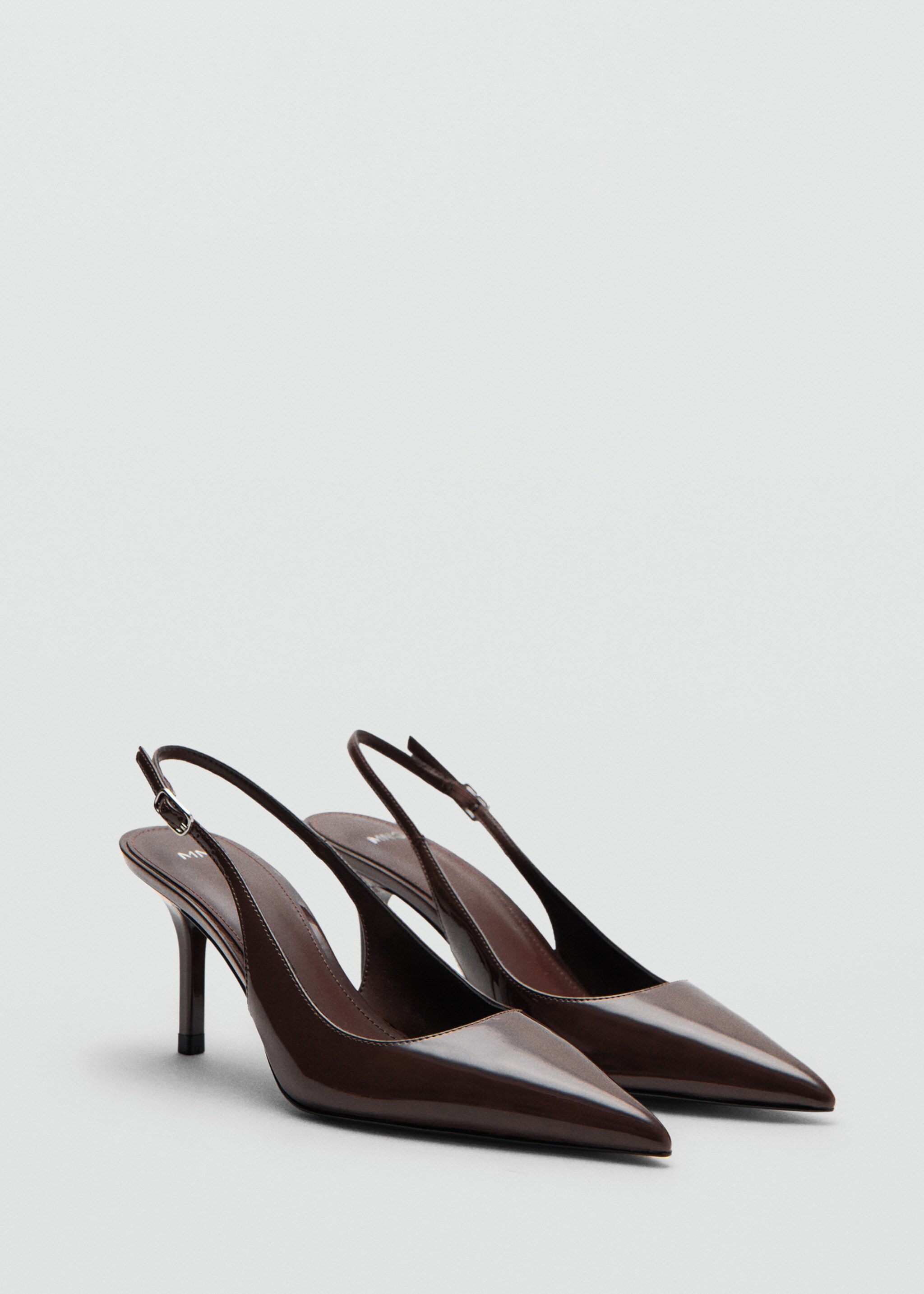 Chaussures à talon en cuir vernis - Plan moyen, Chocolat. Ref: 27051228-00.