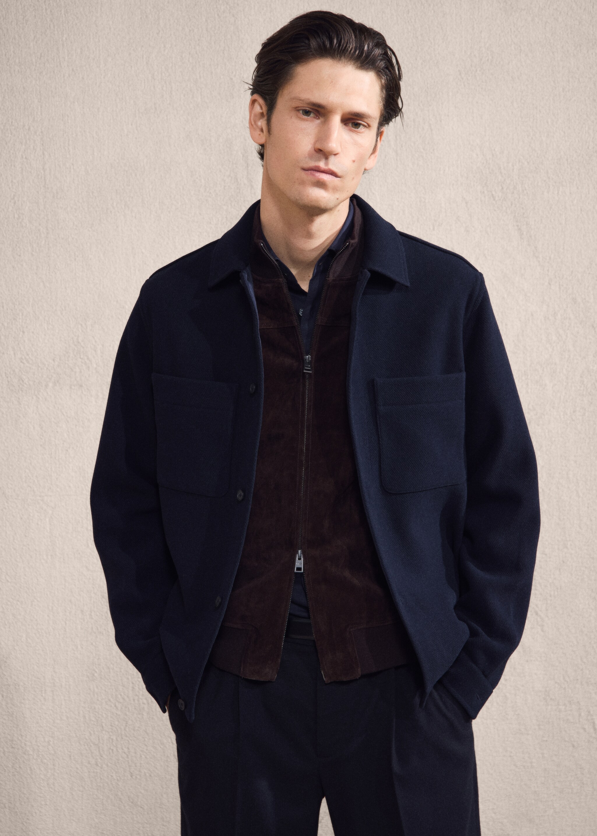 سترة من مزيج الصوف مع جيوب - تفاصيل المنتج 3, أزرق غامق. Ref: 27051229-00.