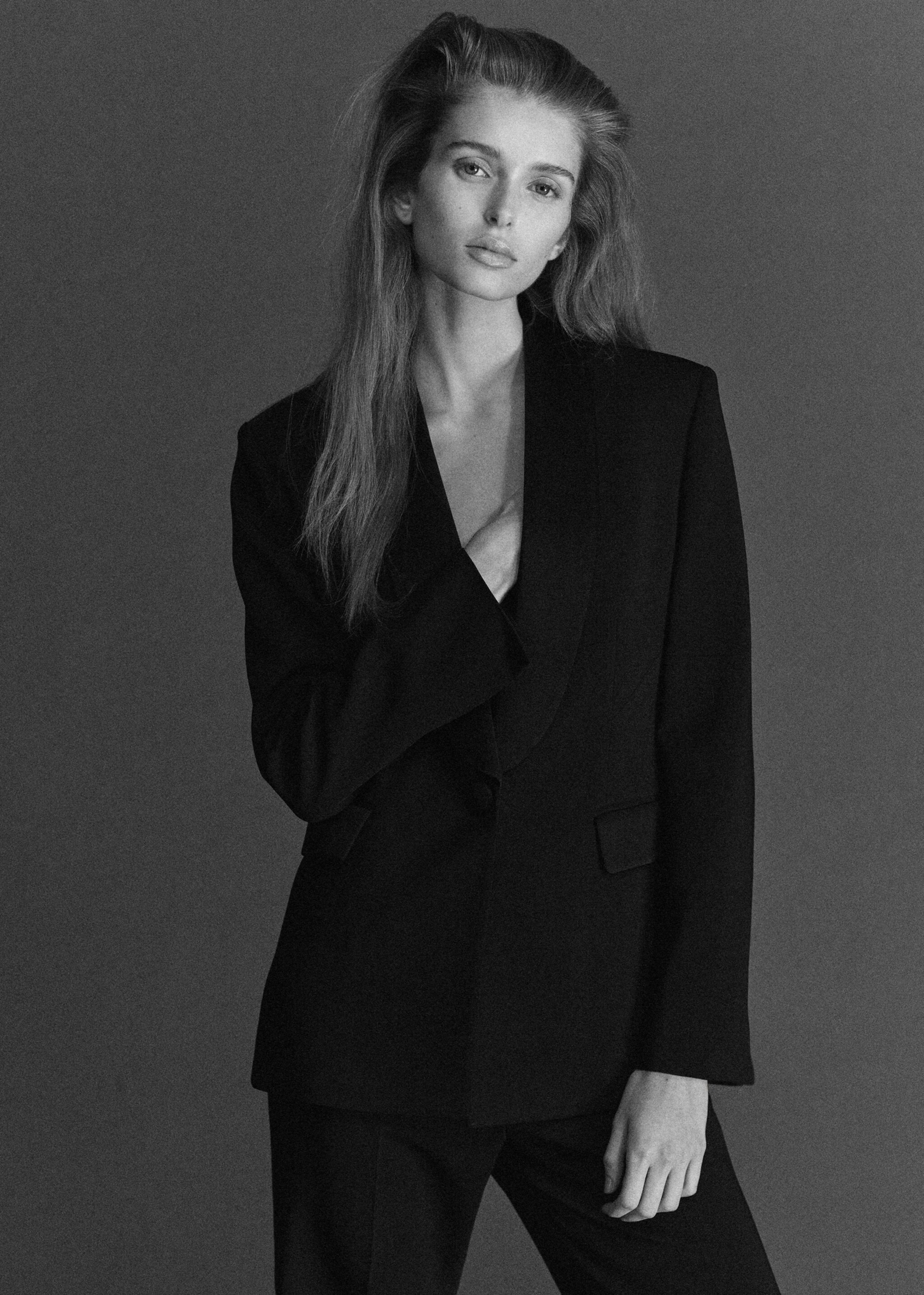 Blazer met satijnen revers - Middenvlak, Zwart. Ref: 27051233-00.