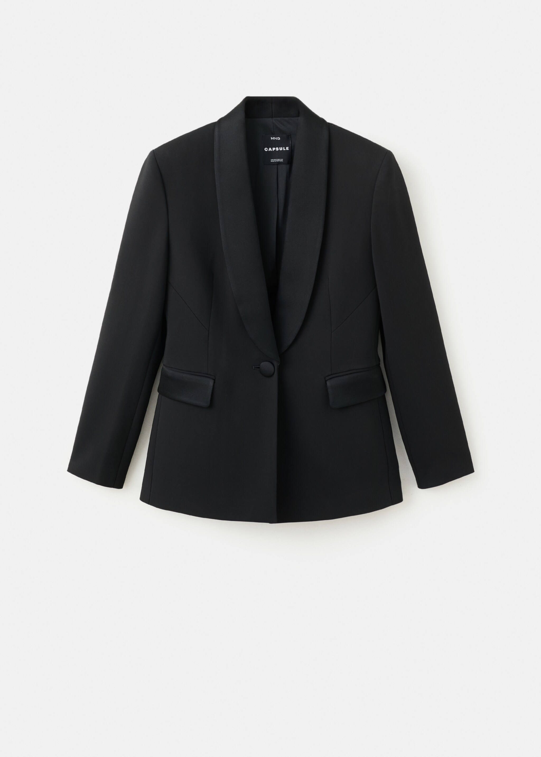 Blazer met satijnen revers - Artikel zonder model, Zwart. Ref: 27051233-00.