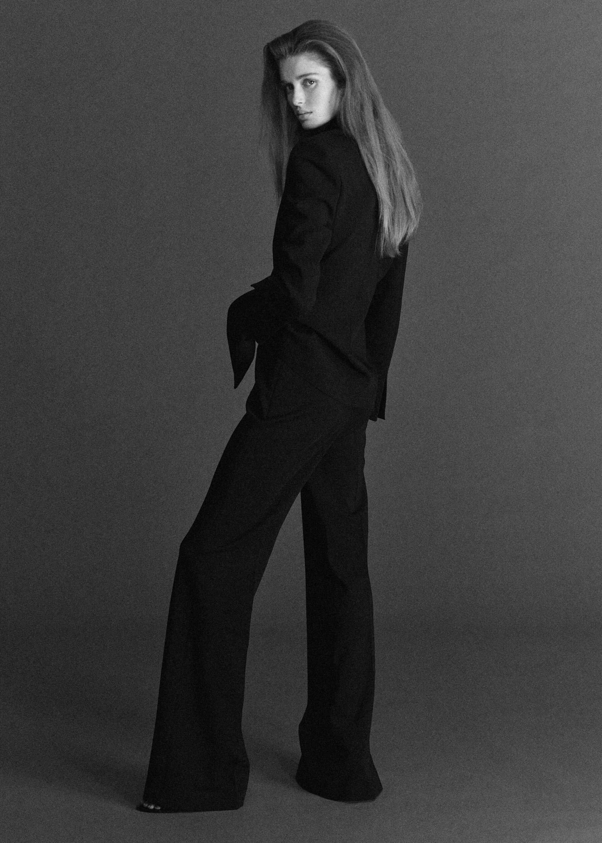 Blazer met satijnen revers - Achterkant van het artikel, Zwart. Ref: 27051233-00.